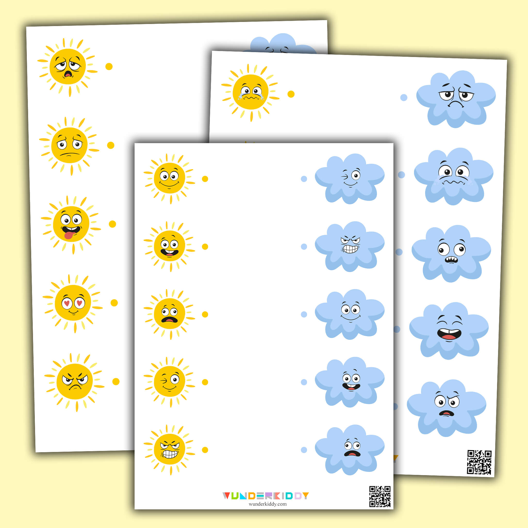 Printable Emotion Matching Worksheet Sun And Cloud