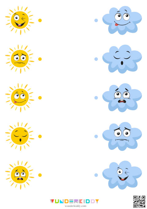 Worksheet for Kids Sun and Cloud - Image 5