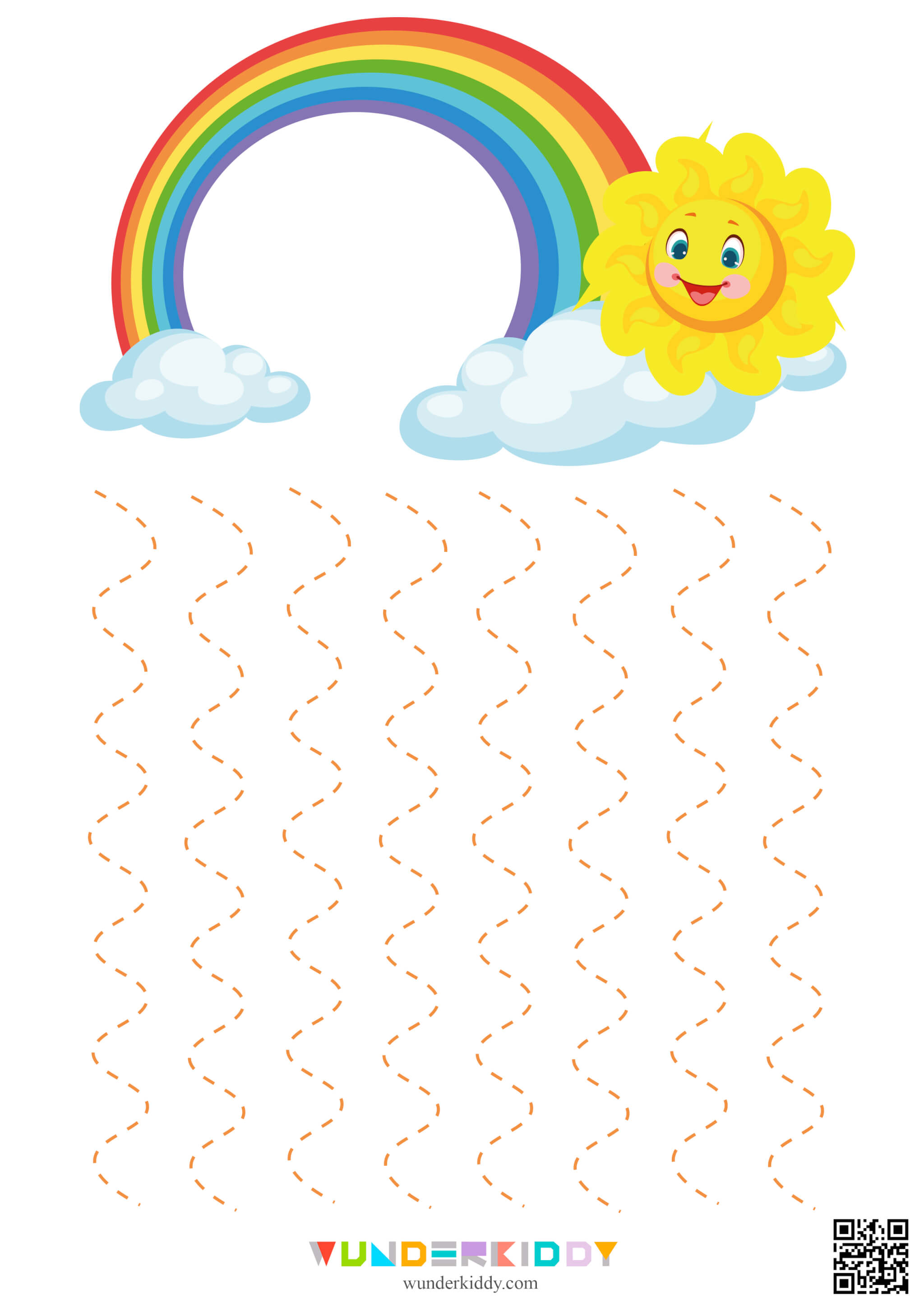 Worksheet for Pre-writing Practice Sun and Rainbow - Image 3