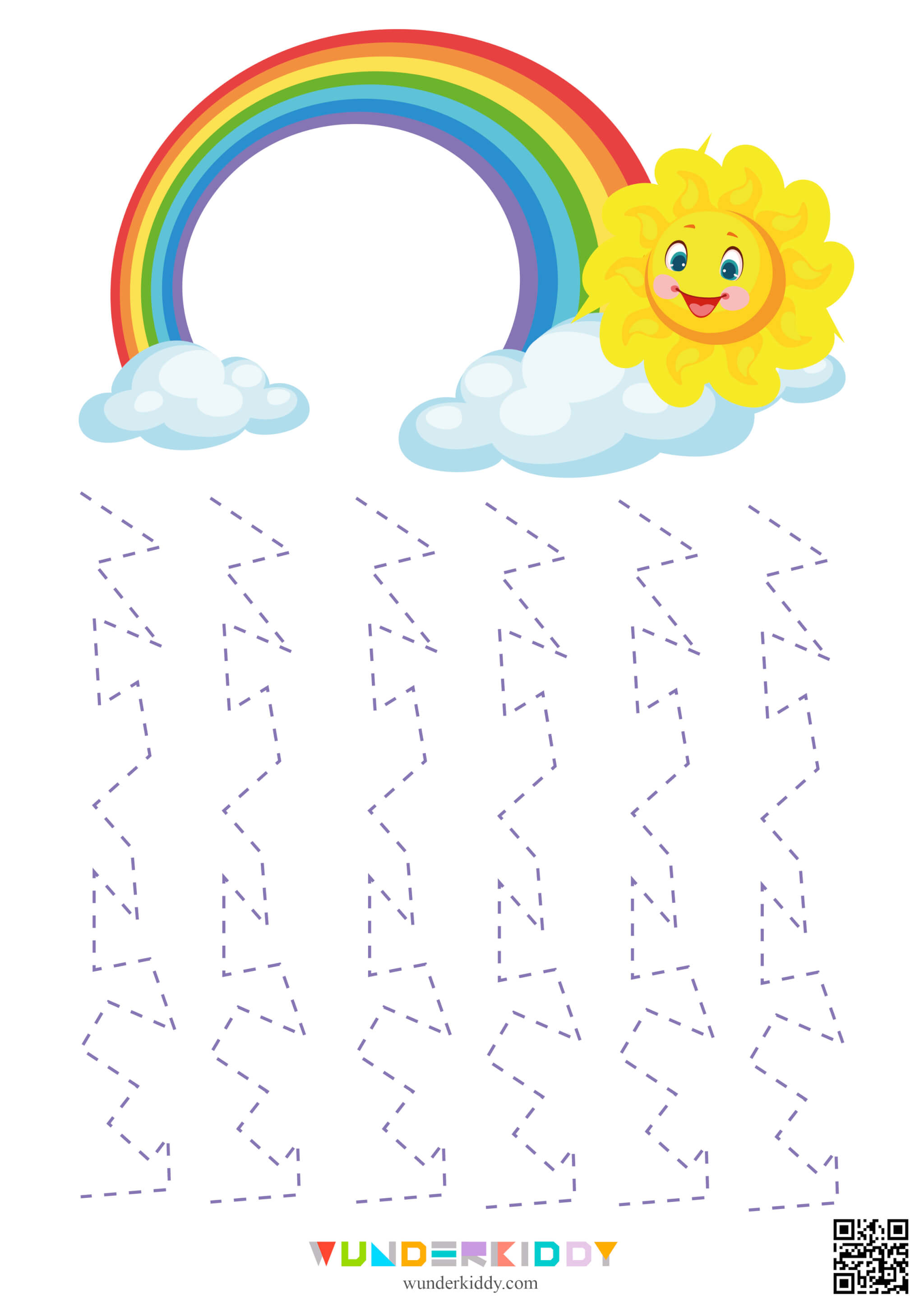 Worksheet for Pre-writing Practice Sun and Rainbow - Image 10