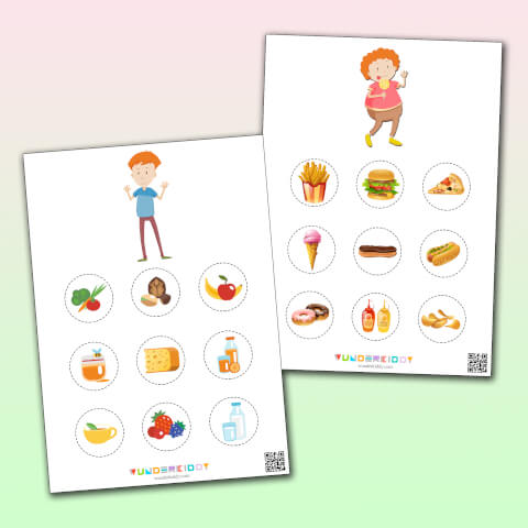 activity sheet healthy or junk food download or print for free