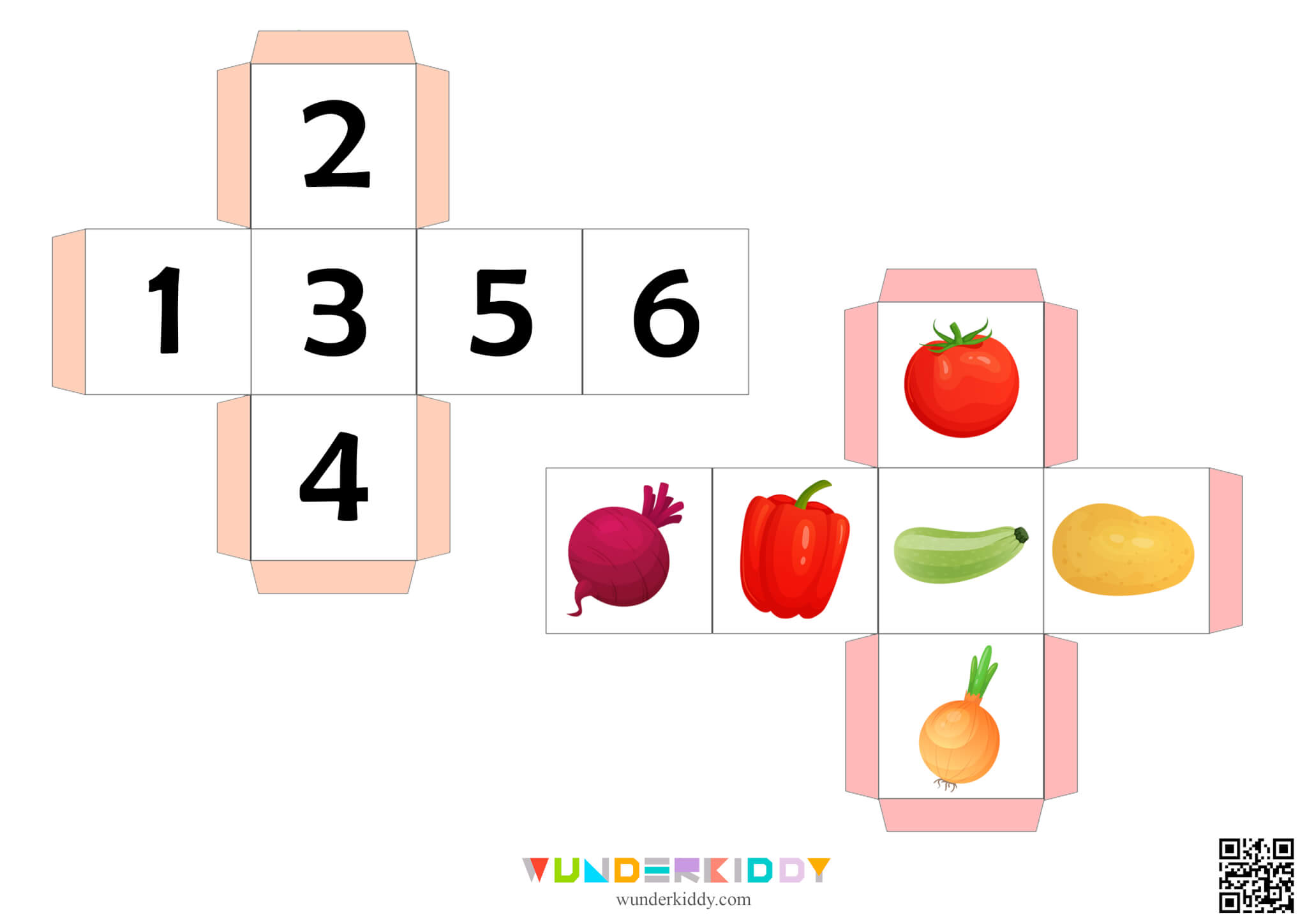 Math Dice Game for Kids Basket of Vegetables - Image 2