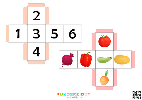 Math Dice Game for Kids Basket of Vegetables - Image 2