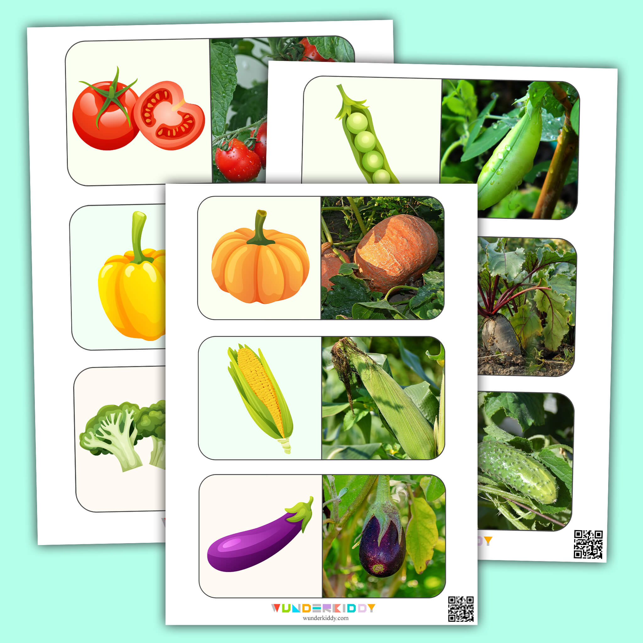 Карточки на подбор пары «Овощи»