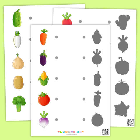 Vegetable Shadow Match Worksheets - Image 2