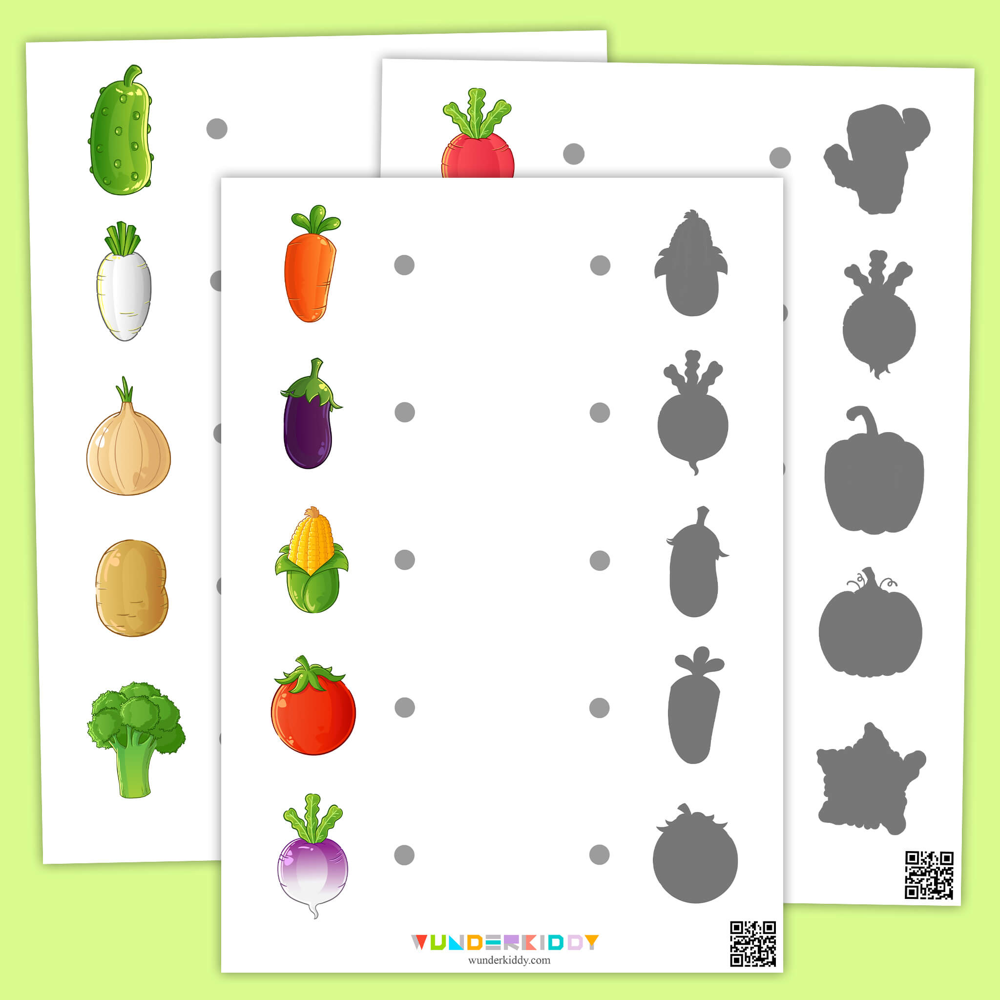 Vegetable Shadow Match Worksheets