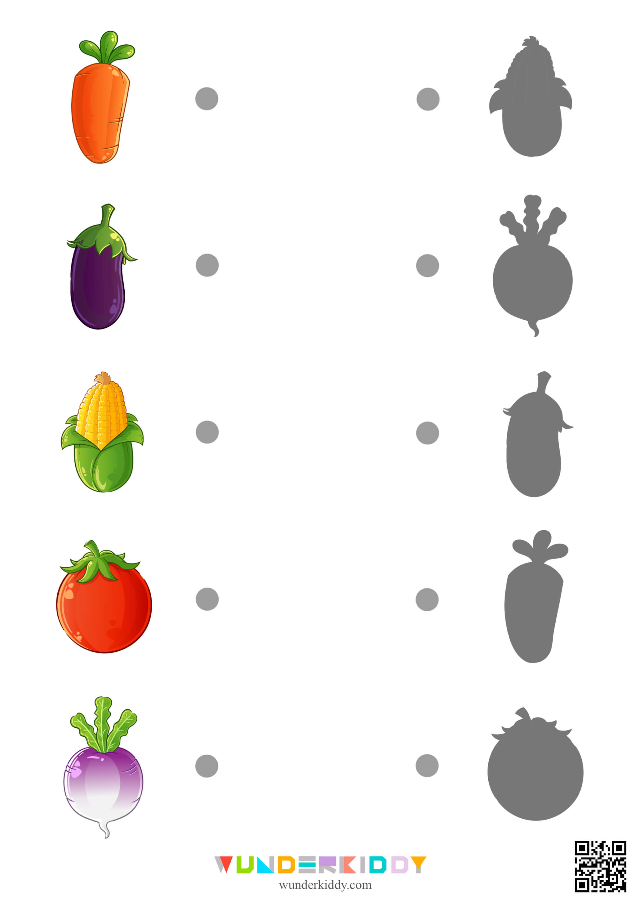 Arbeitsblätter zum Zuordnen von Gemüseschatten - Bild 2