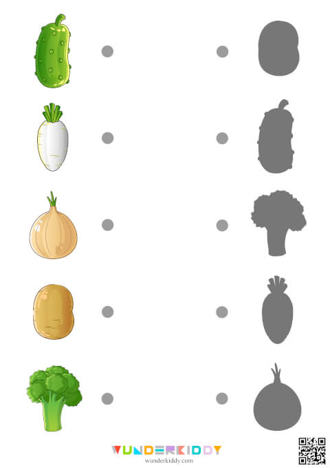 Vegetable Shadow Match Worksheets - Image 3
