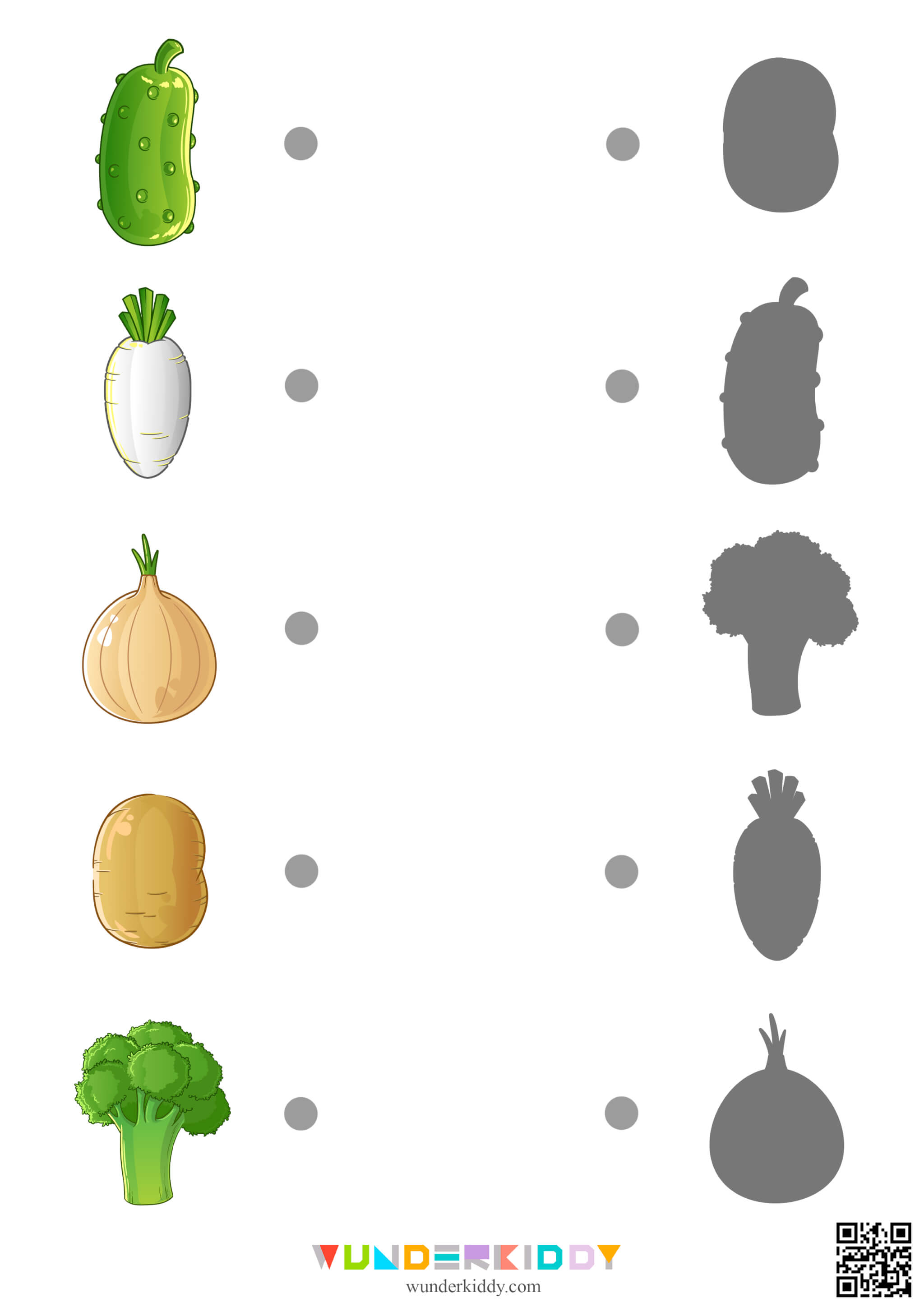 Arbeitsblätter zum Zuordnen von Gemüseschatten - Bild 3