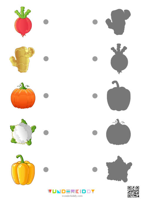 Vegetable Shadow Match Worksheets - Image 4