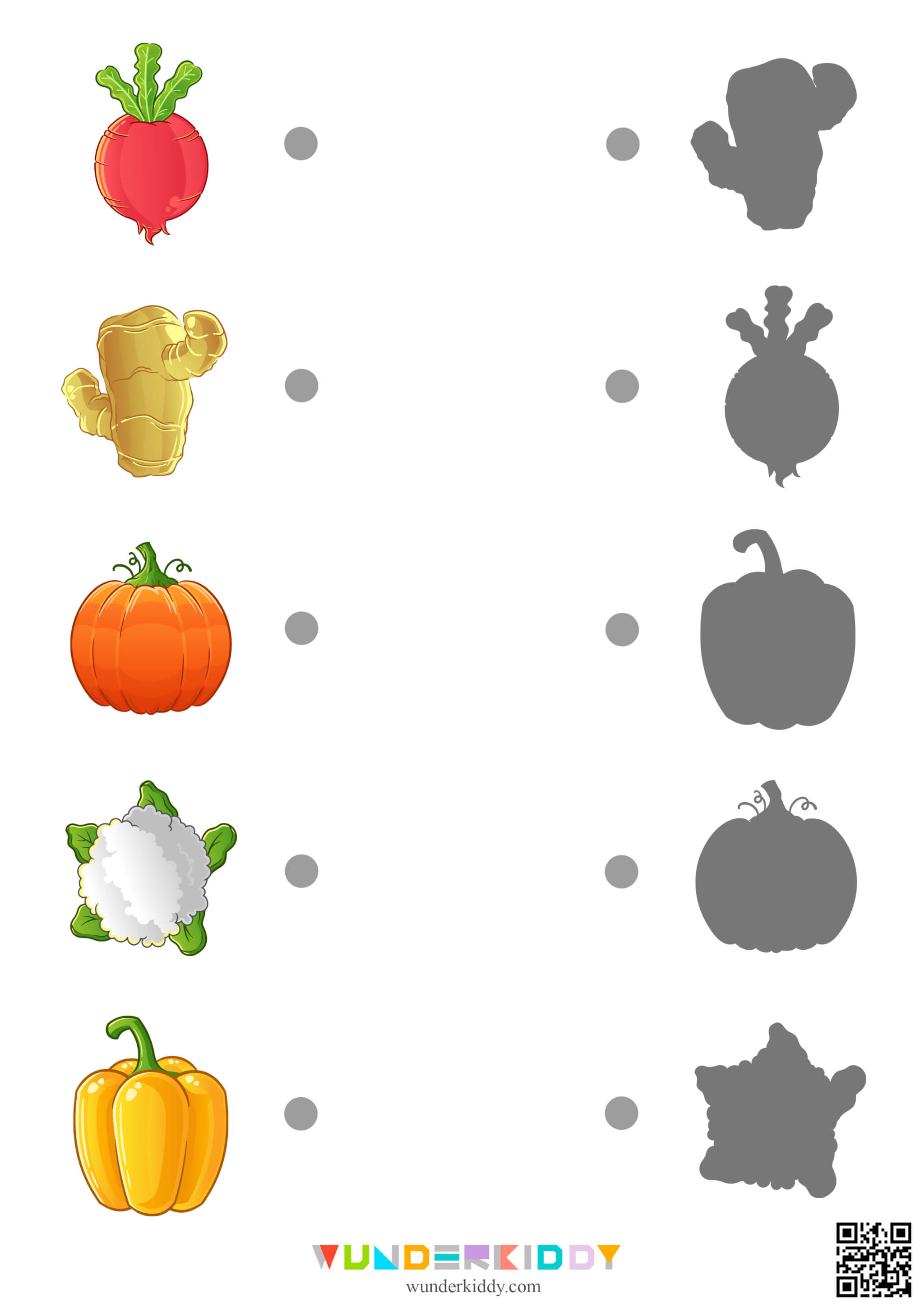 Arbeitsblätter zum Zuordnen von Gemüseschatten - Bild 4