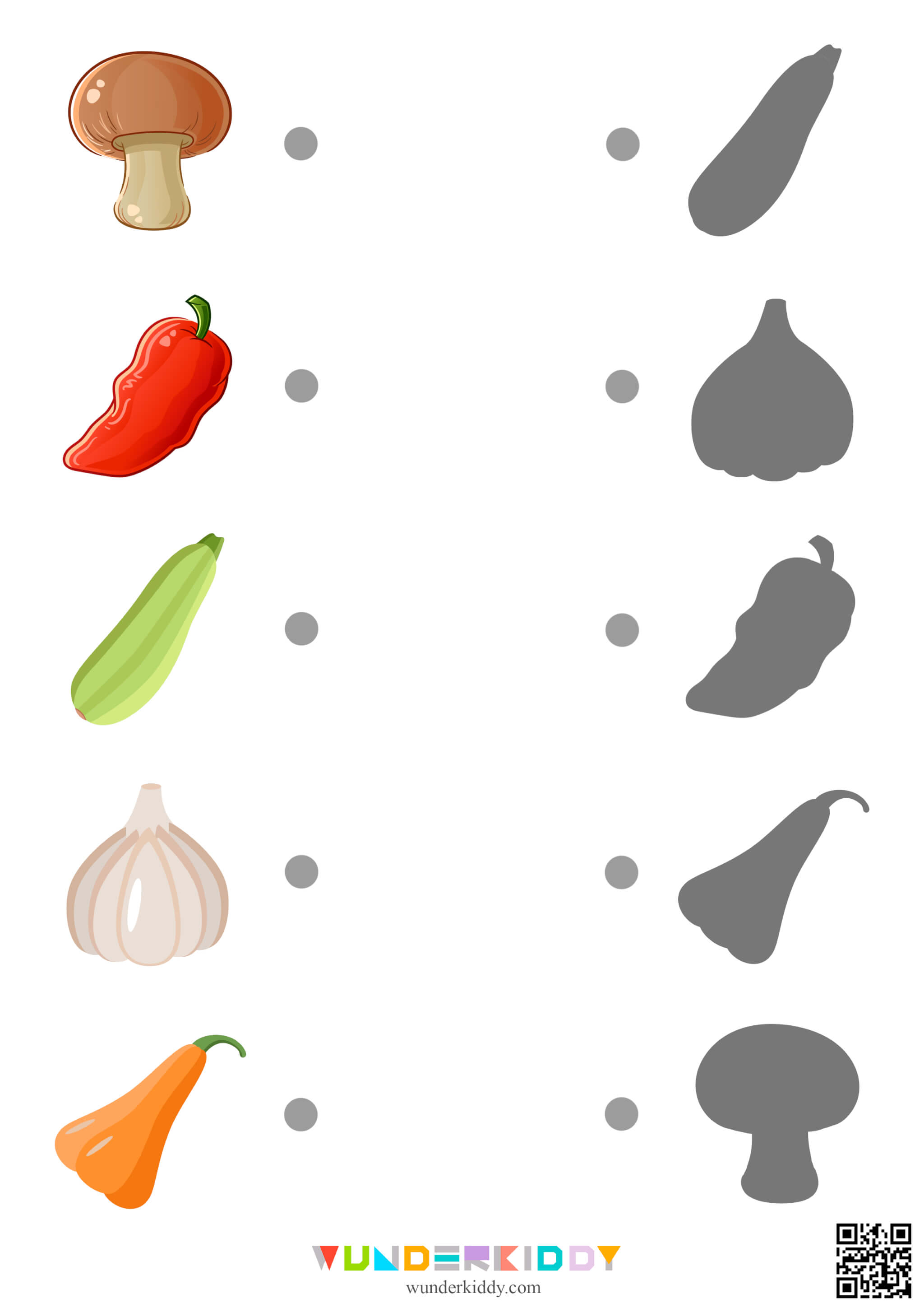 Arbeitsblätter zum Zuordnen von Gemüseschatten - Bild 5