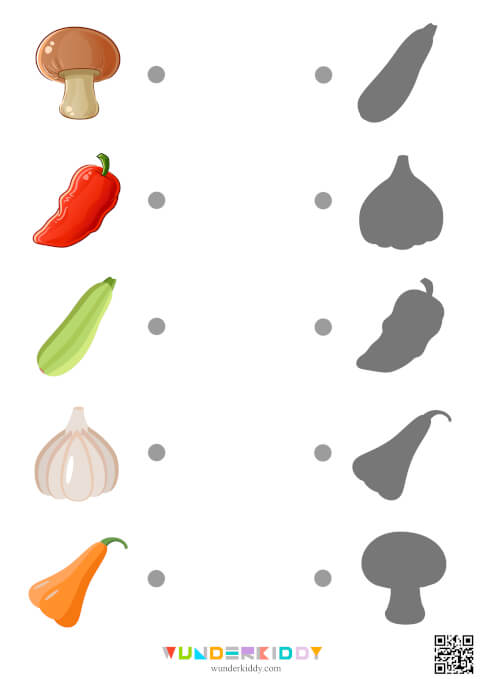 Vegetable Shadow Match Worksheets - Image 5