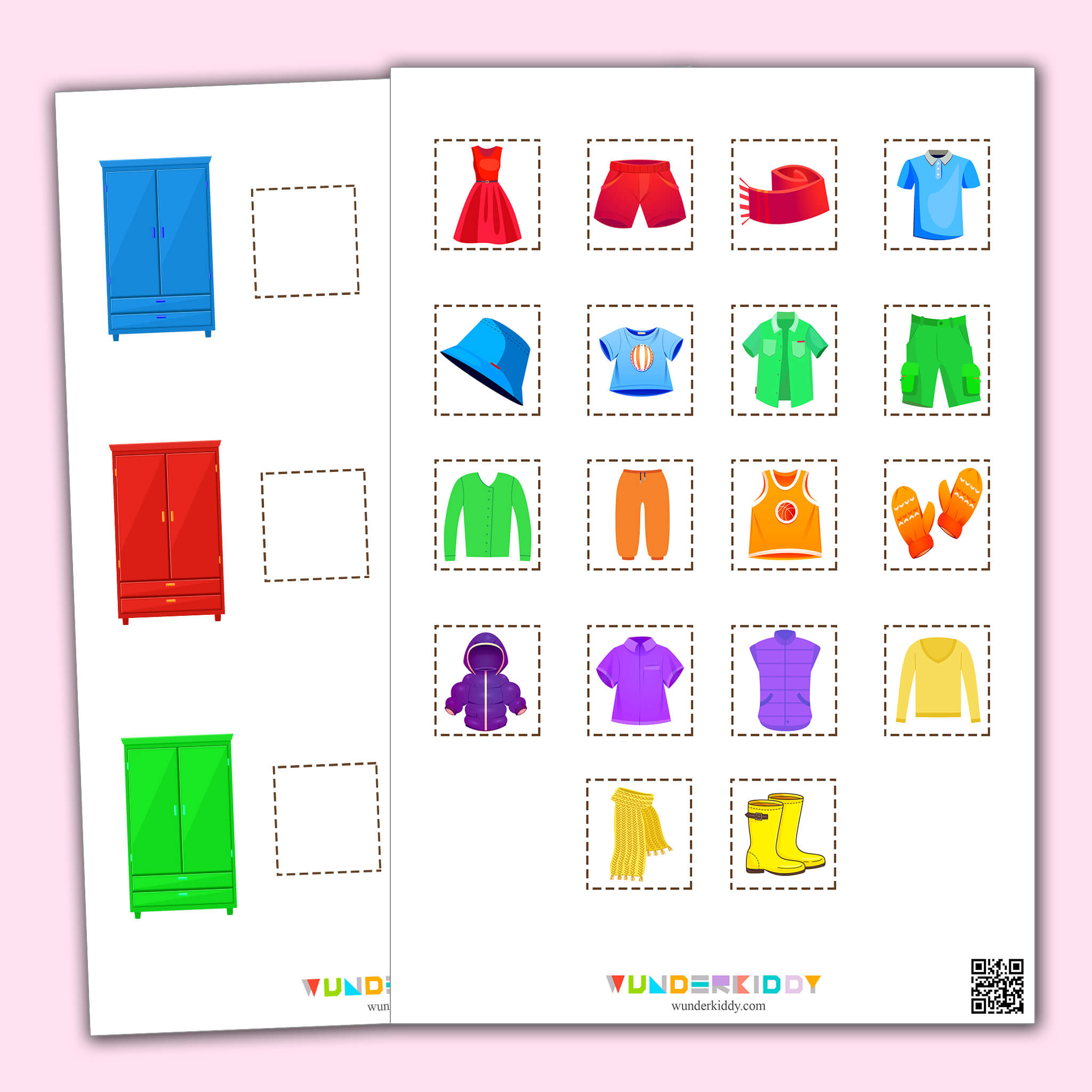 Sort by Color Printable Activity for Toddlers Clothes Closets