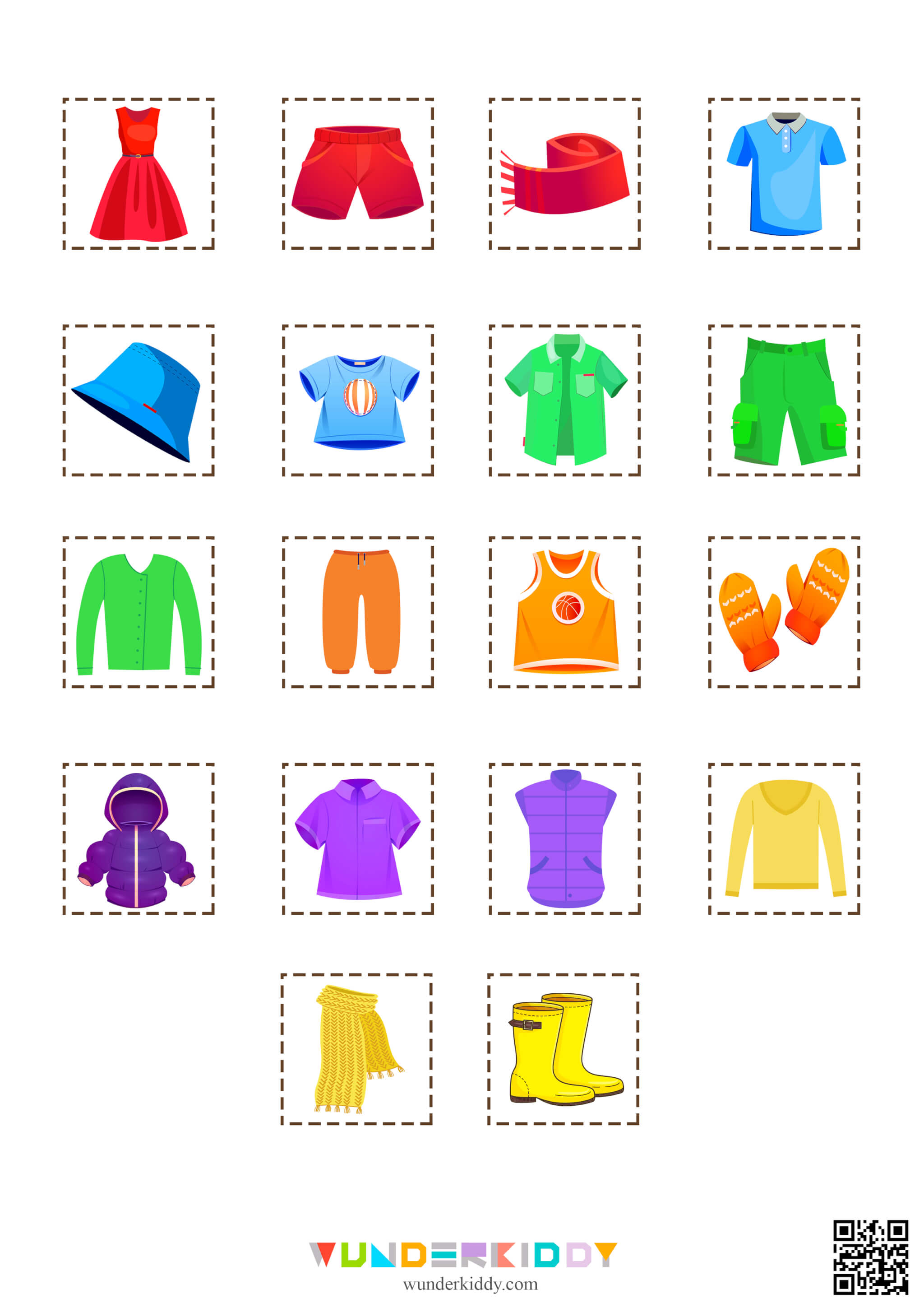 Sort by Color Printable Activity for Toddlers Clothes Closets