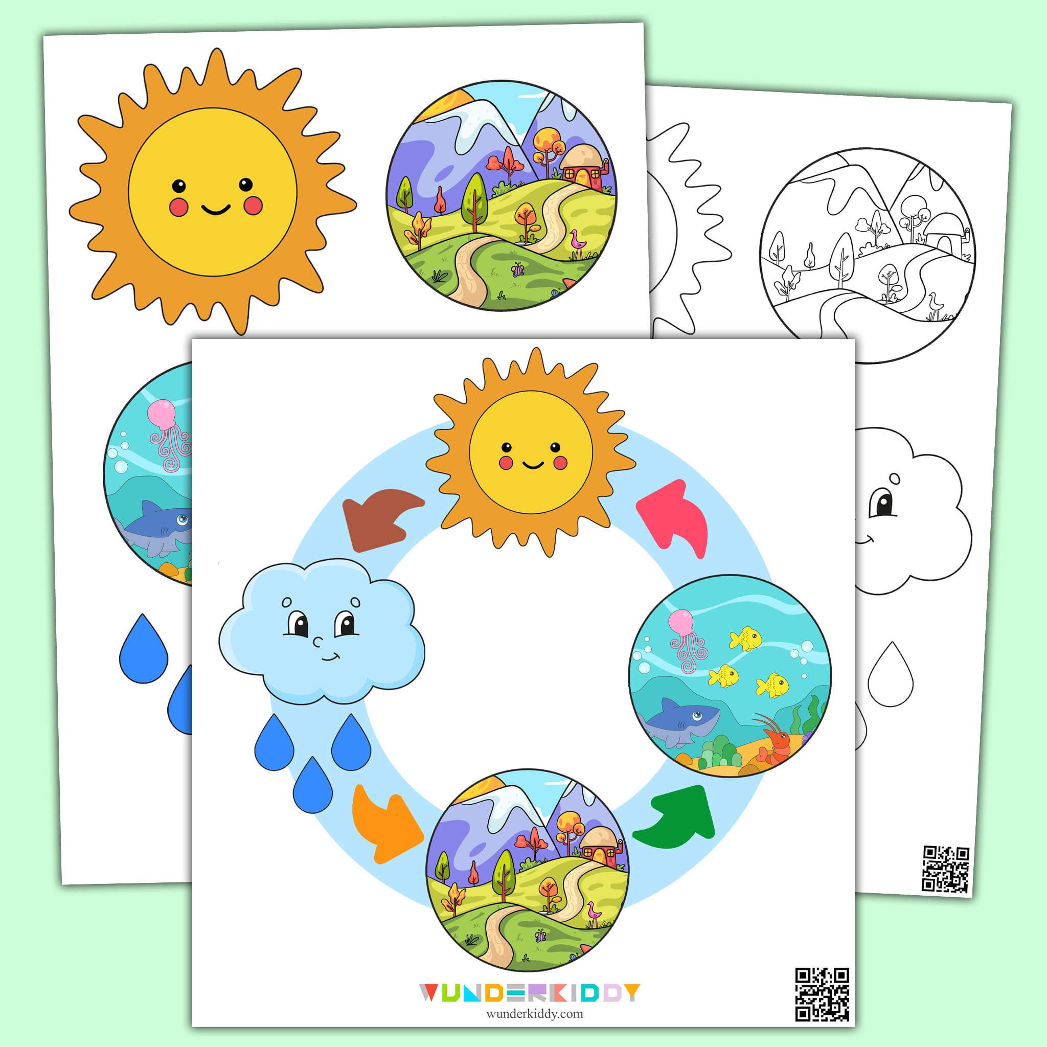 Printable Paper Water Cycle Craft Template for Children