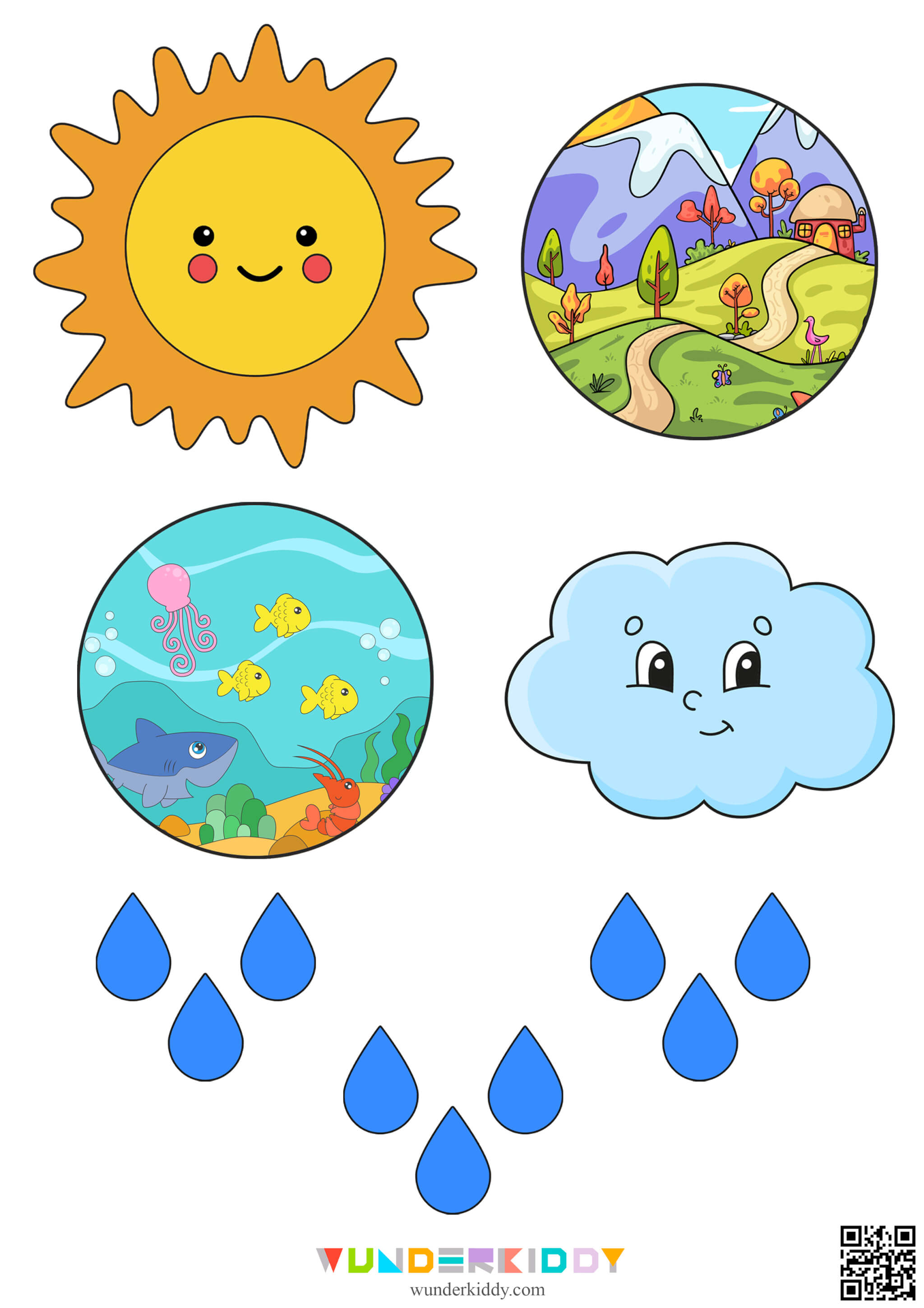 Printable Paper Water Cycle Craft Template for Children