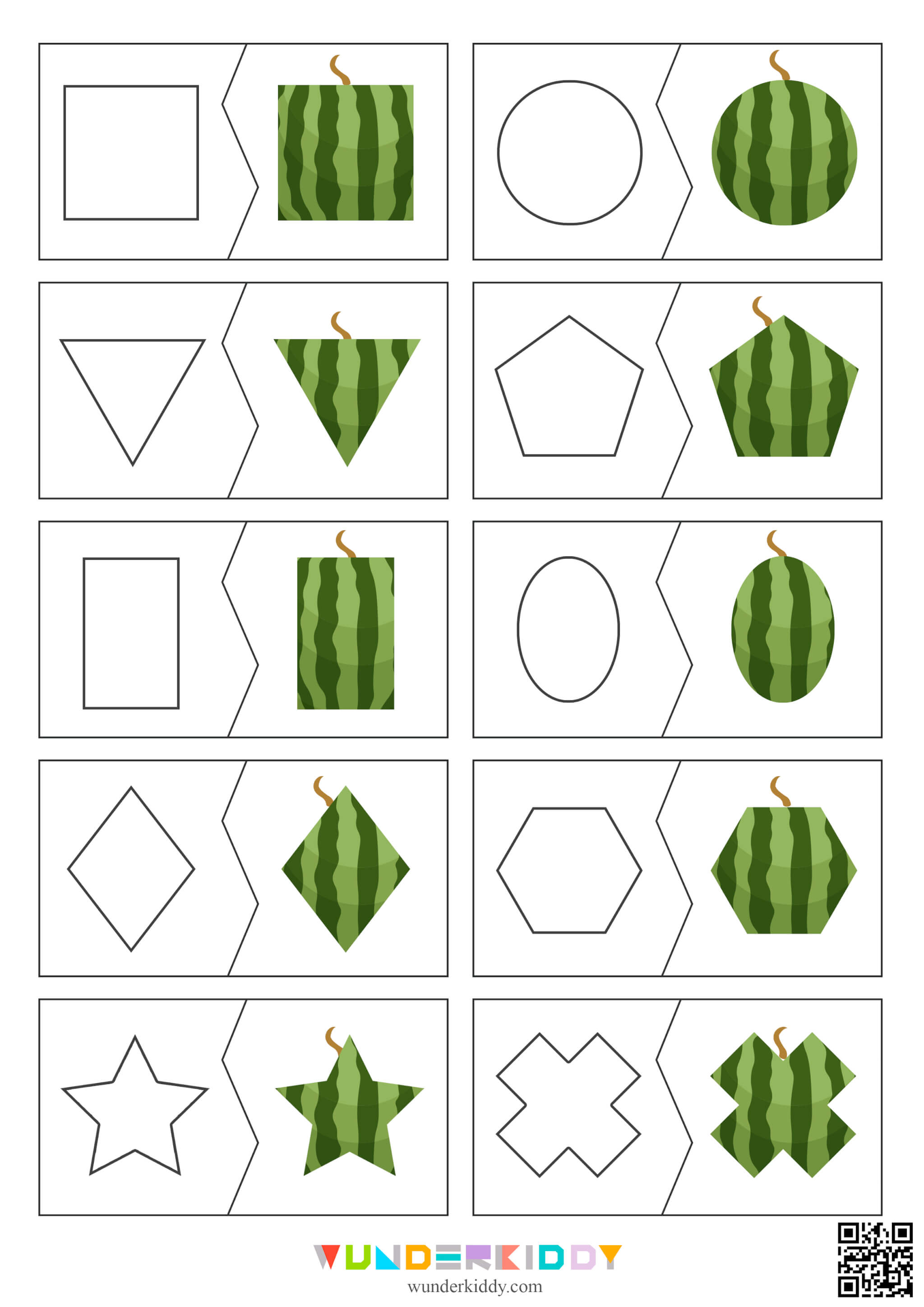 Summer Watermelon Shape Matching Activity - Image 2