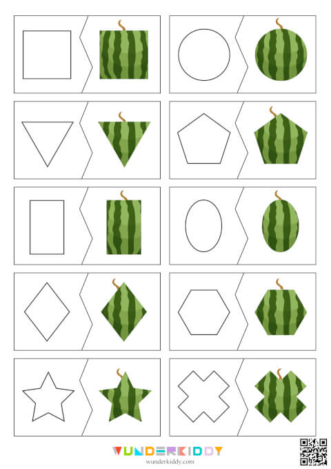 Juego infantil de unir sombras de sandías - Imagen 3