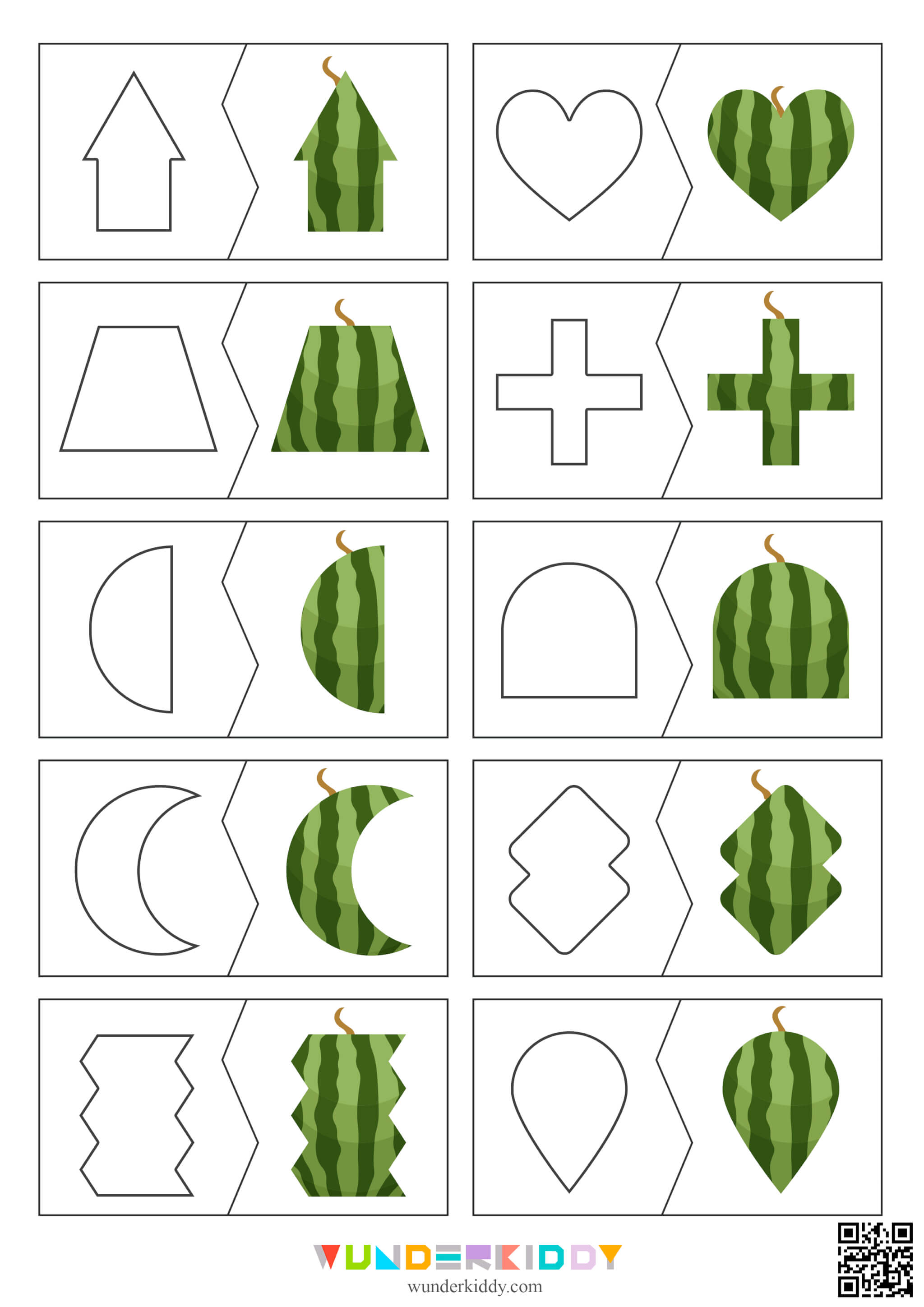 Summer Watermelon Shape Matching Activity - Image 3