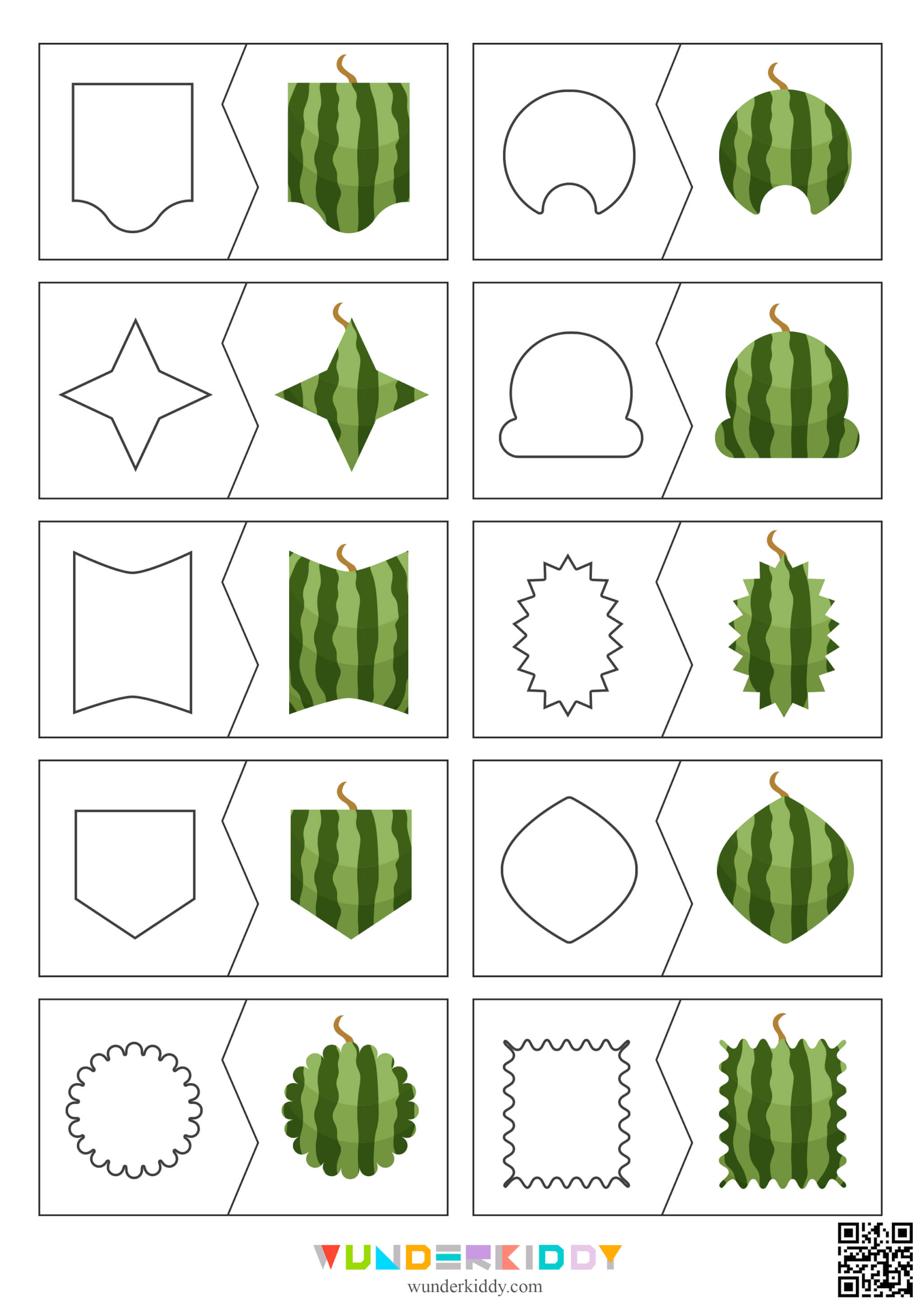 Summer Watermelon Shape Matching Activity - Image 4