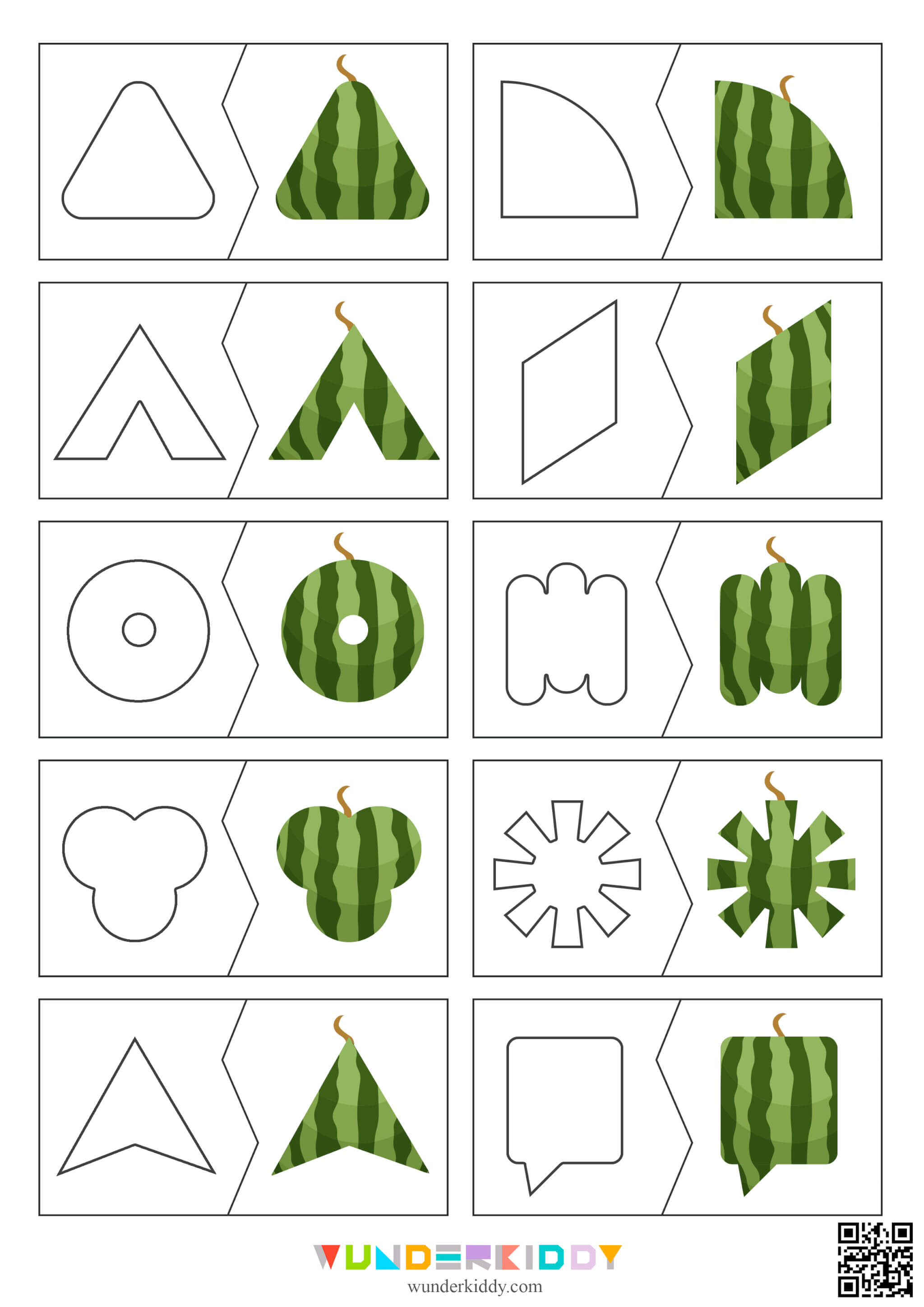 Summer Watermelon Shape Matching Activity - Image 5