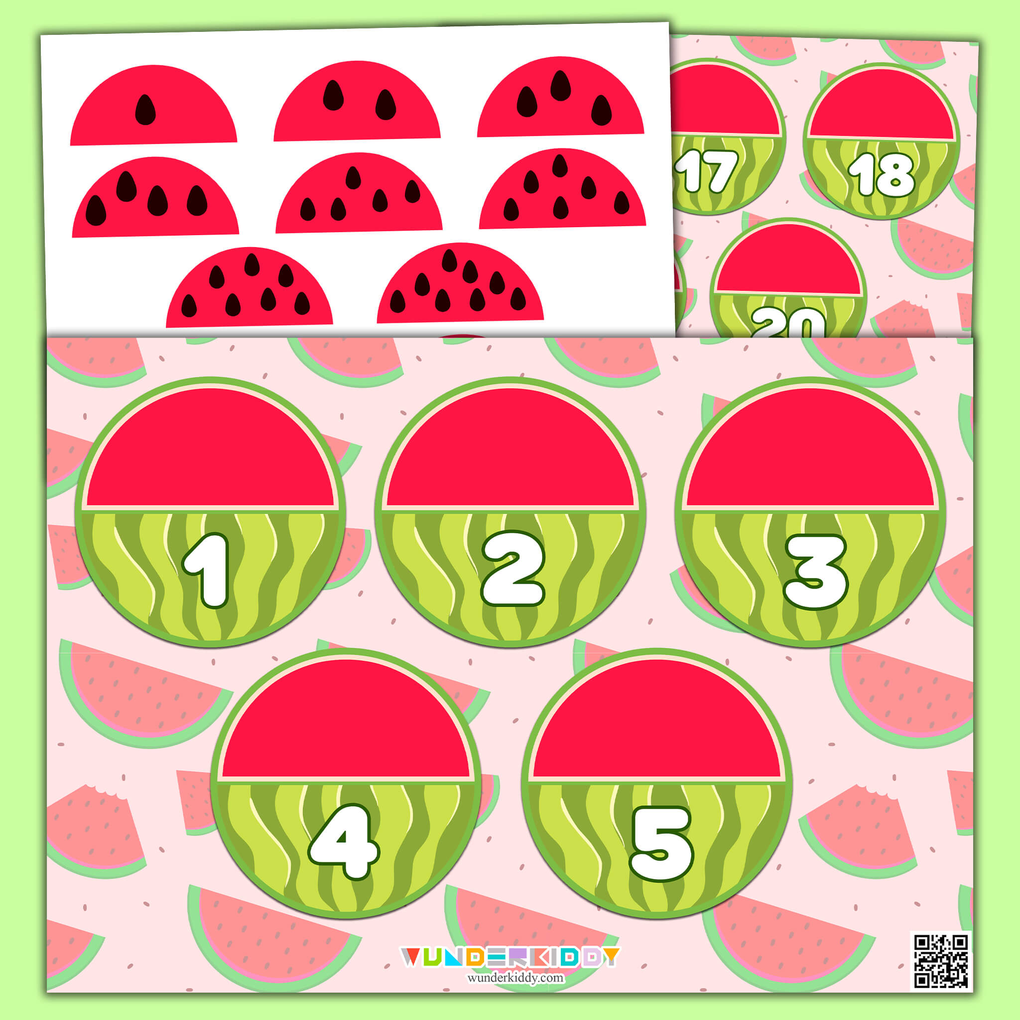 Watermelon Counting Preschool Worksheet