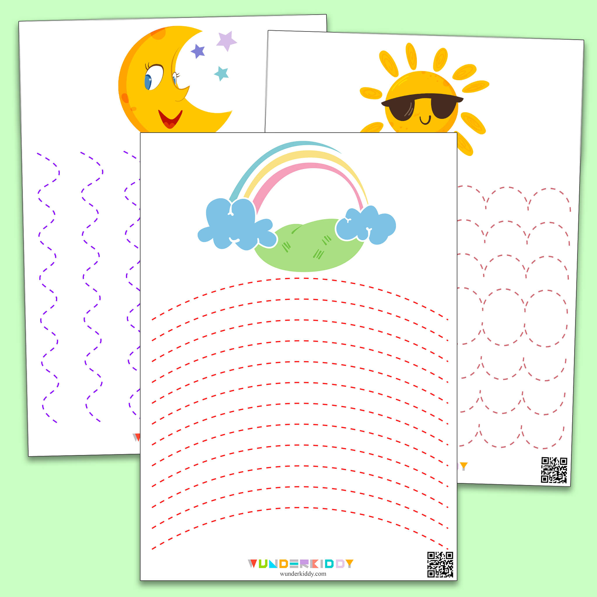 Tracing Lines Worksheet for Kids Weather