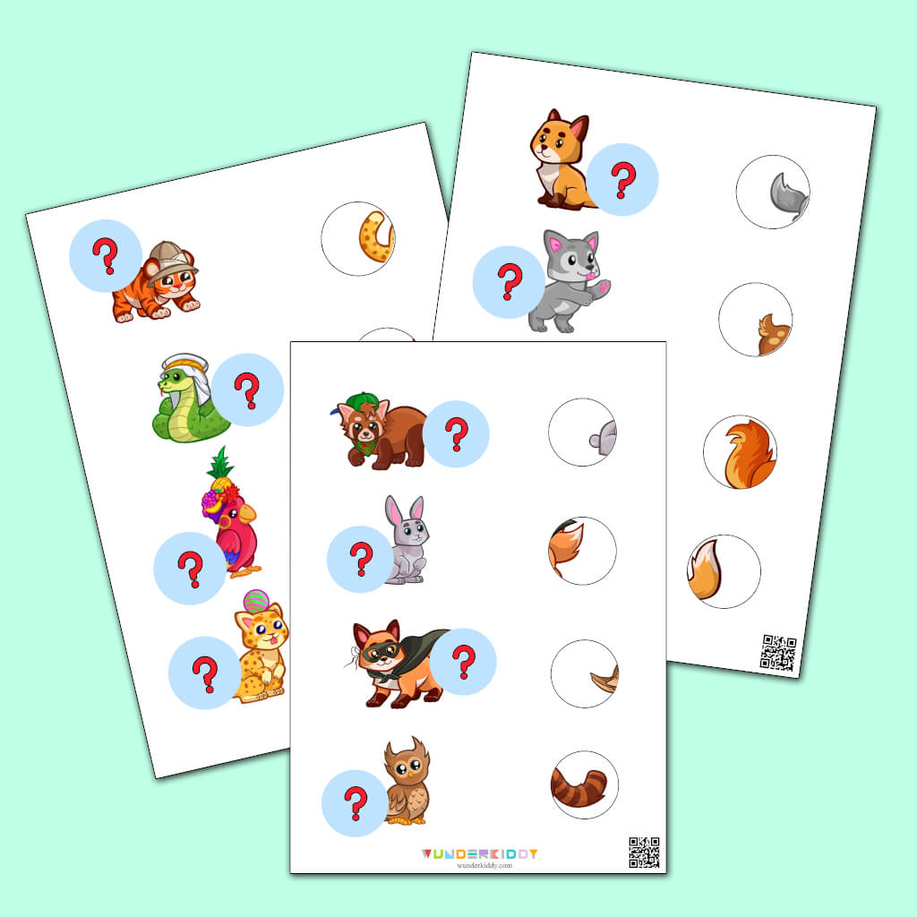 Printable Animal Tails Matching Worksheet