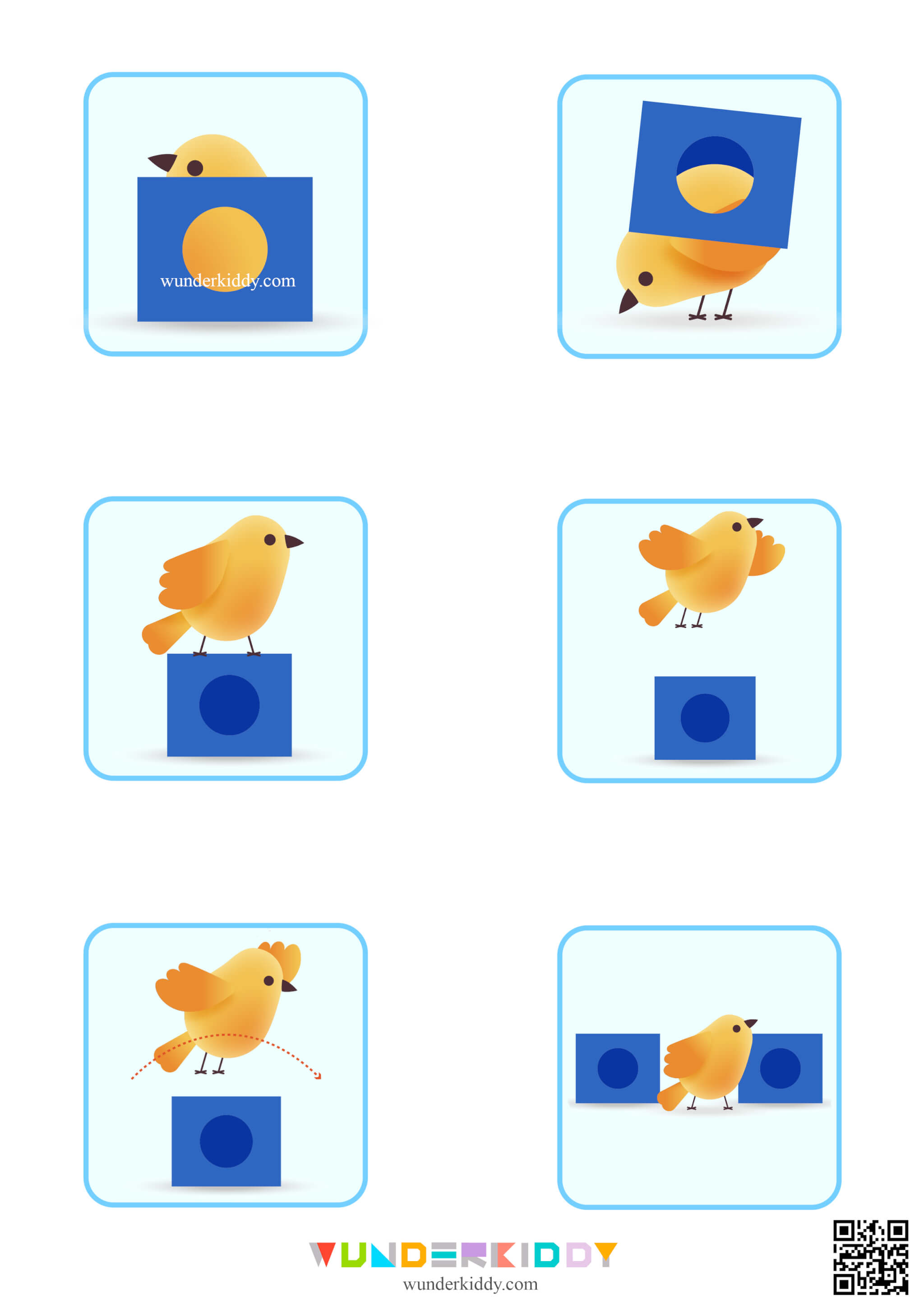 Карточки для детей «Где находится птичка?» - Изображение 2
