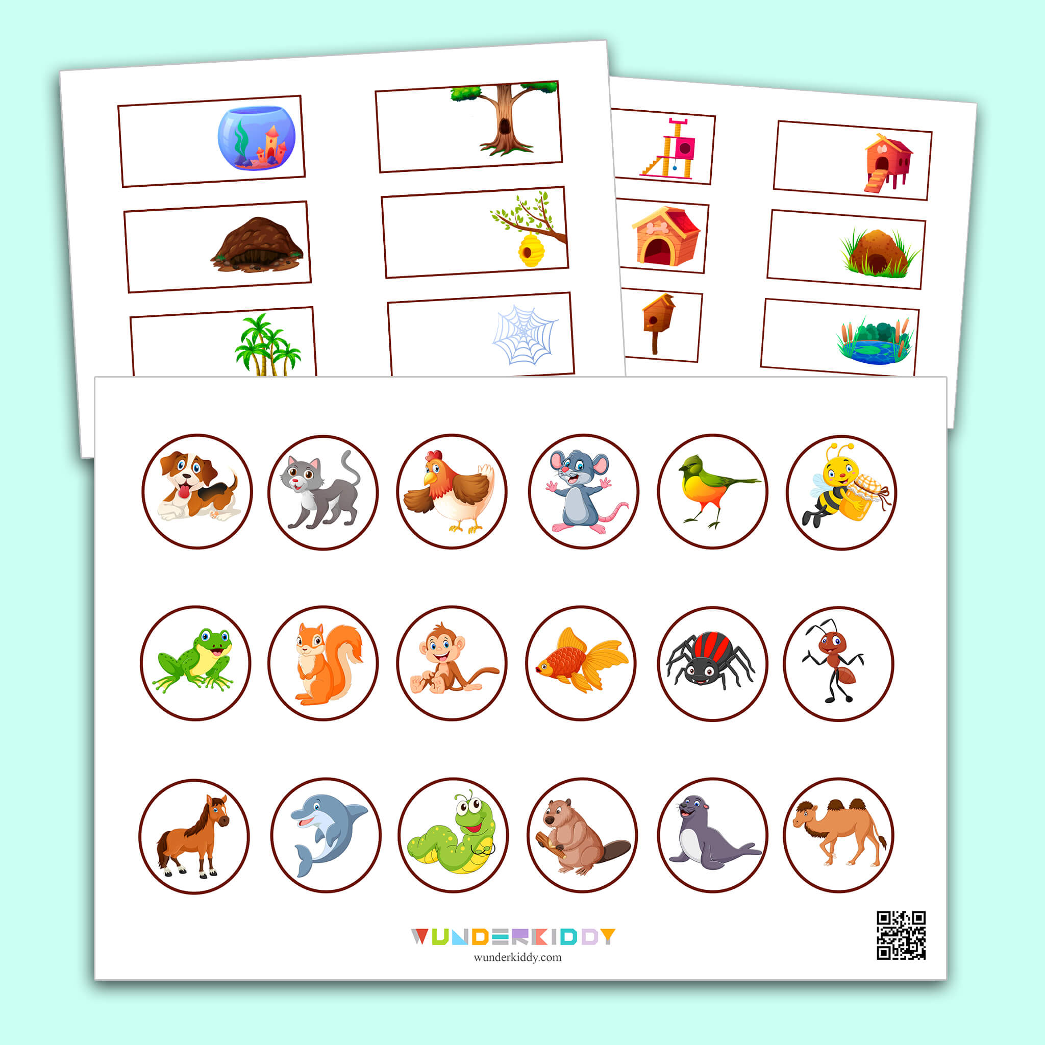 Printable Matching Game Animals and Their Homes
