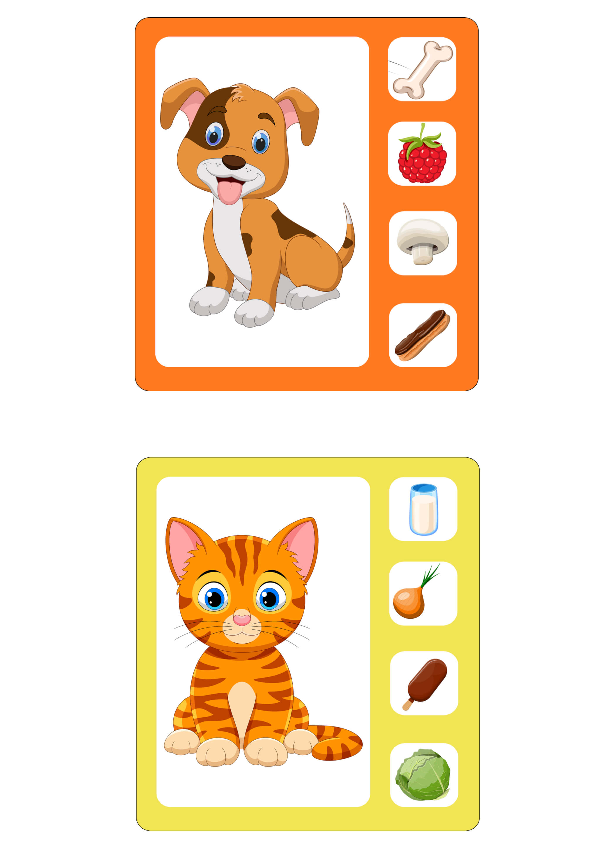 Printable Animals and Their Food Activity for 2-4 Years Old