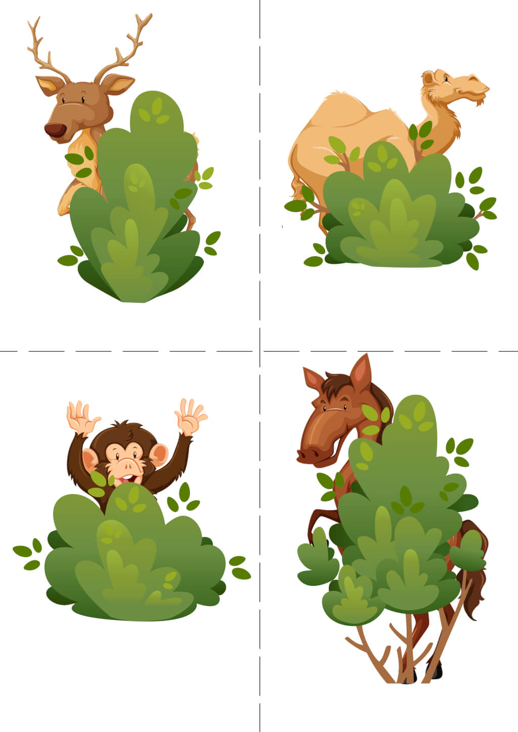 Activity sheet «Who is hiding behind a bush?» - Download or print for free