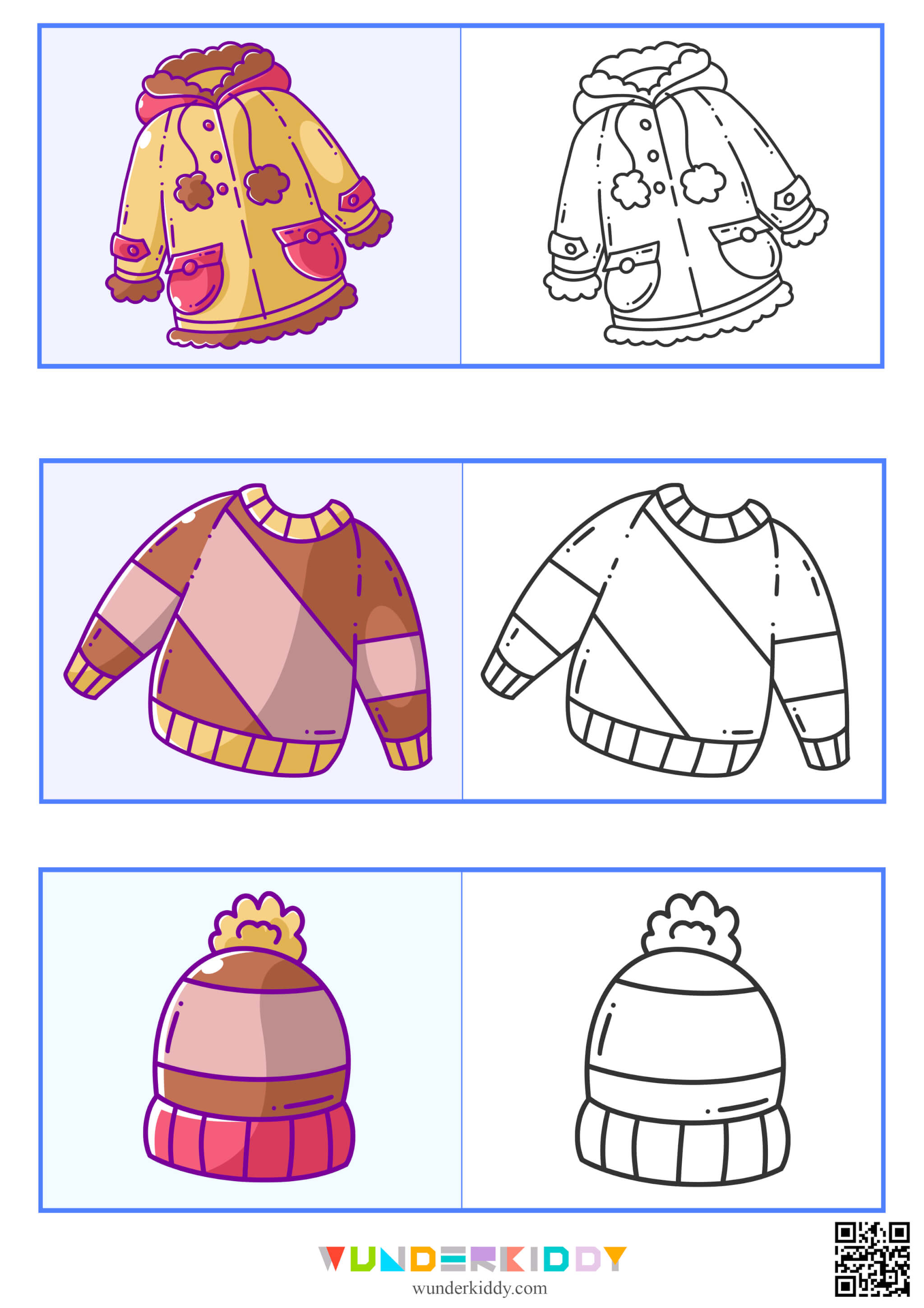 Winter clothes coloring outlet pages