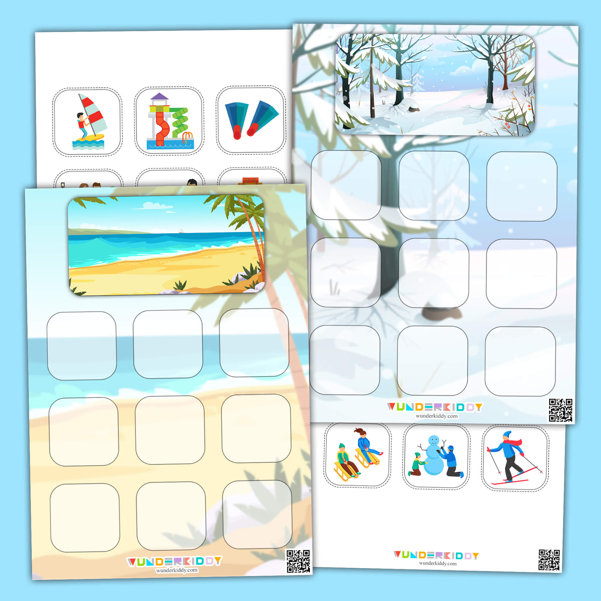 Winter or Summer Sorting File Folder Game
