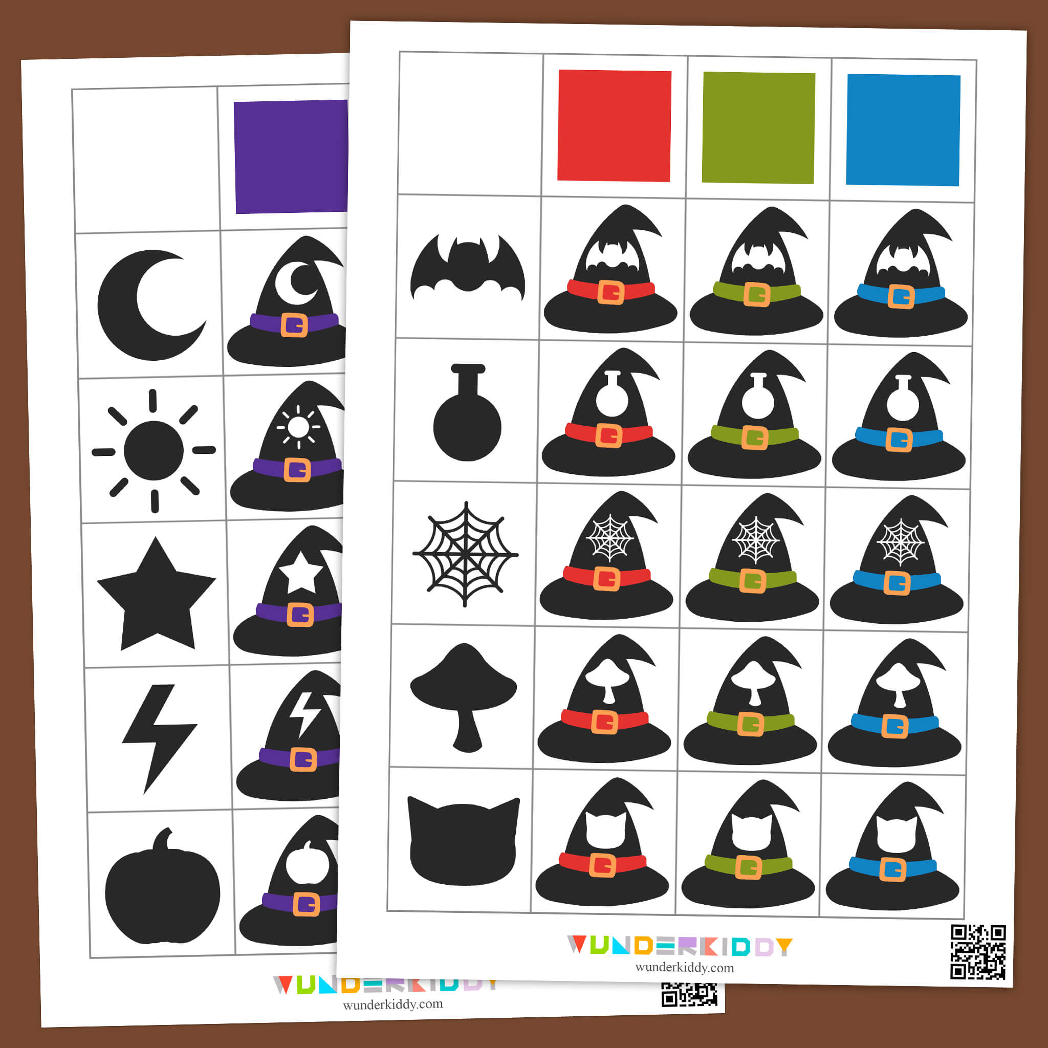 Witch Hat Matching Worksheets