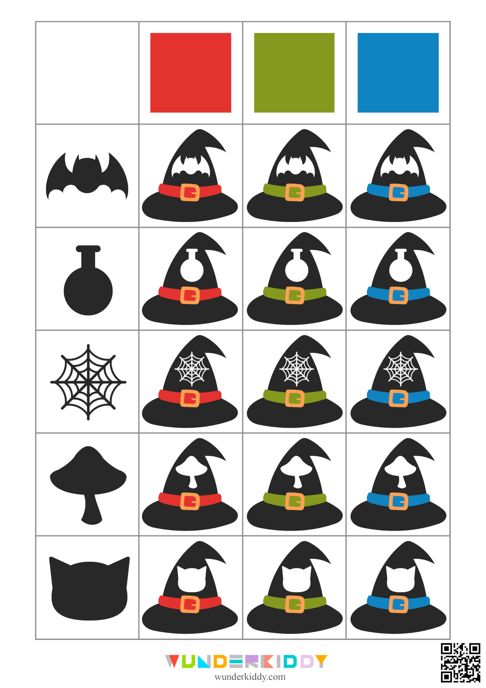 Witch Hat Matching Worksheets - Image 3