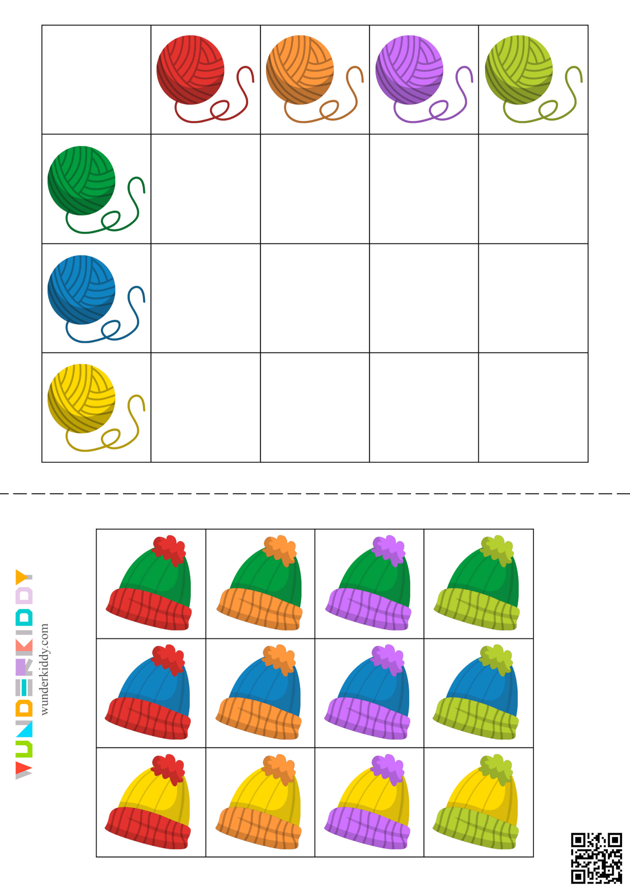 Yarn and Hat Matching: Two-Color Logic Activity - Image 2