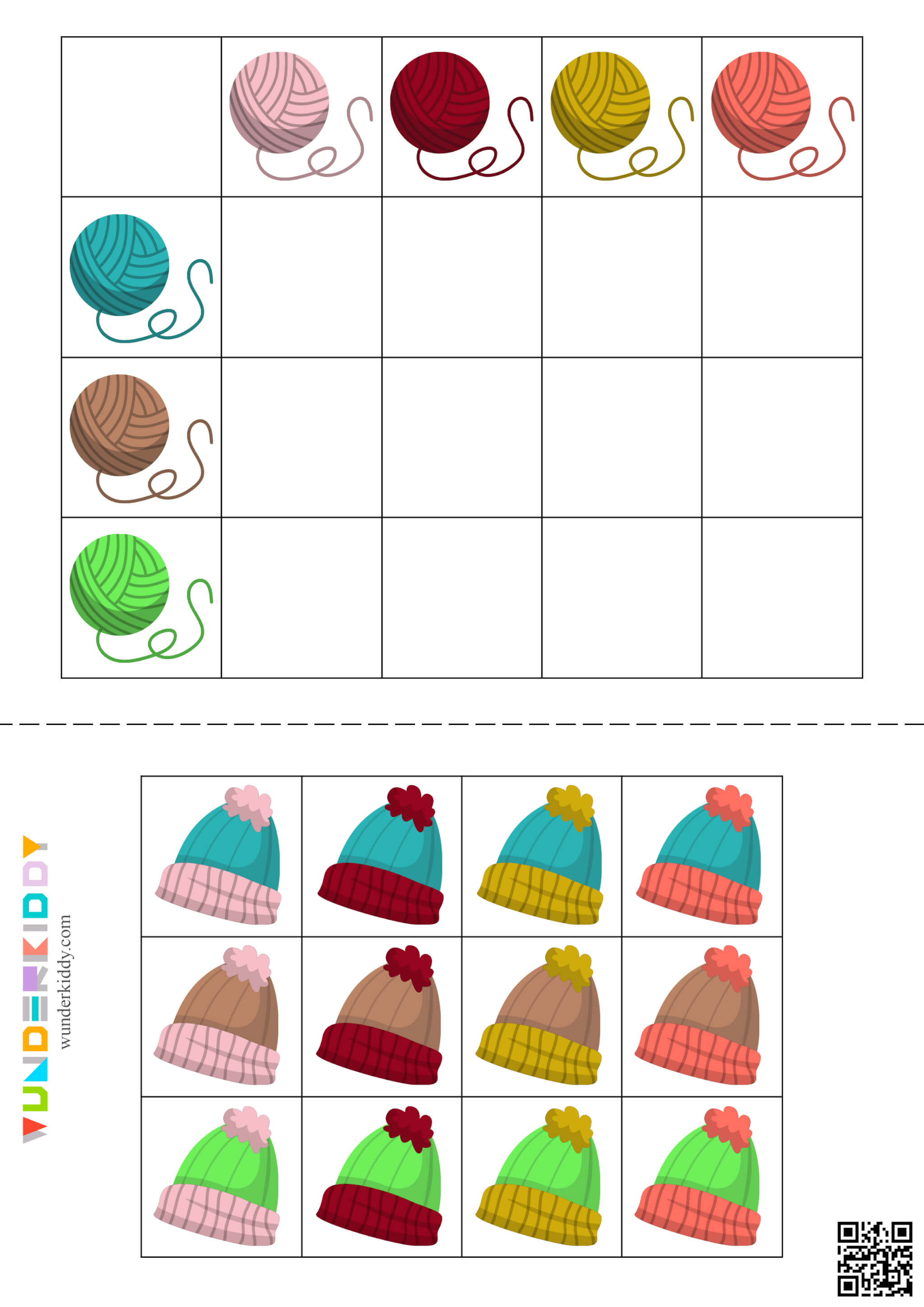 Yarn and Hat Matching: Two-Color Logic Activity - Image 3