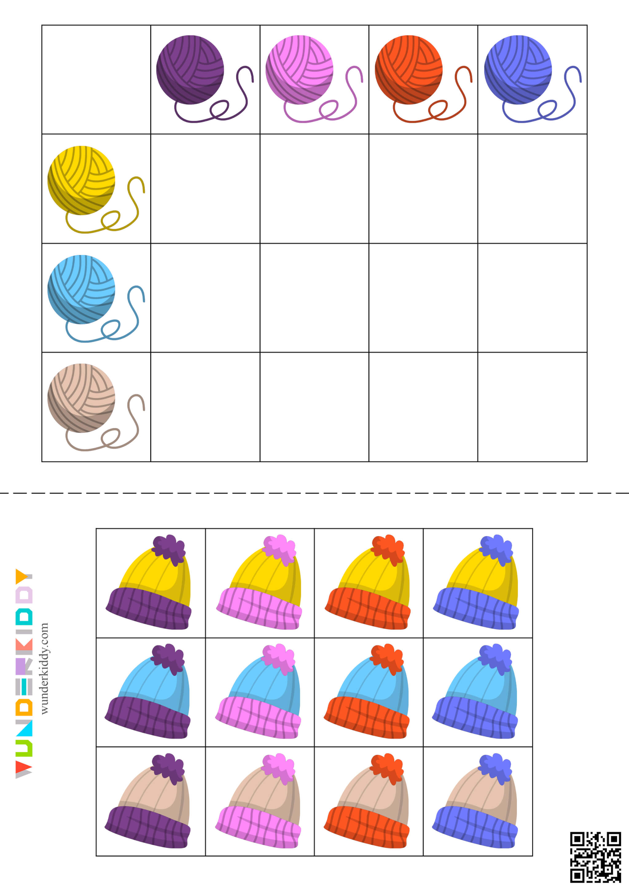 Yarn and Hat Matching: Two-Color Logic Activity - Image 4