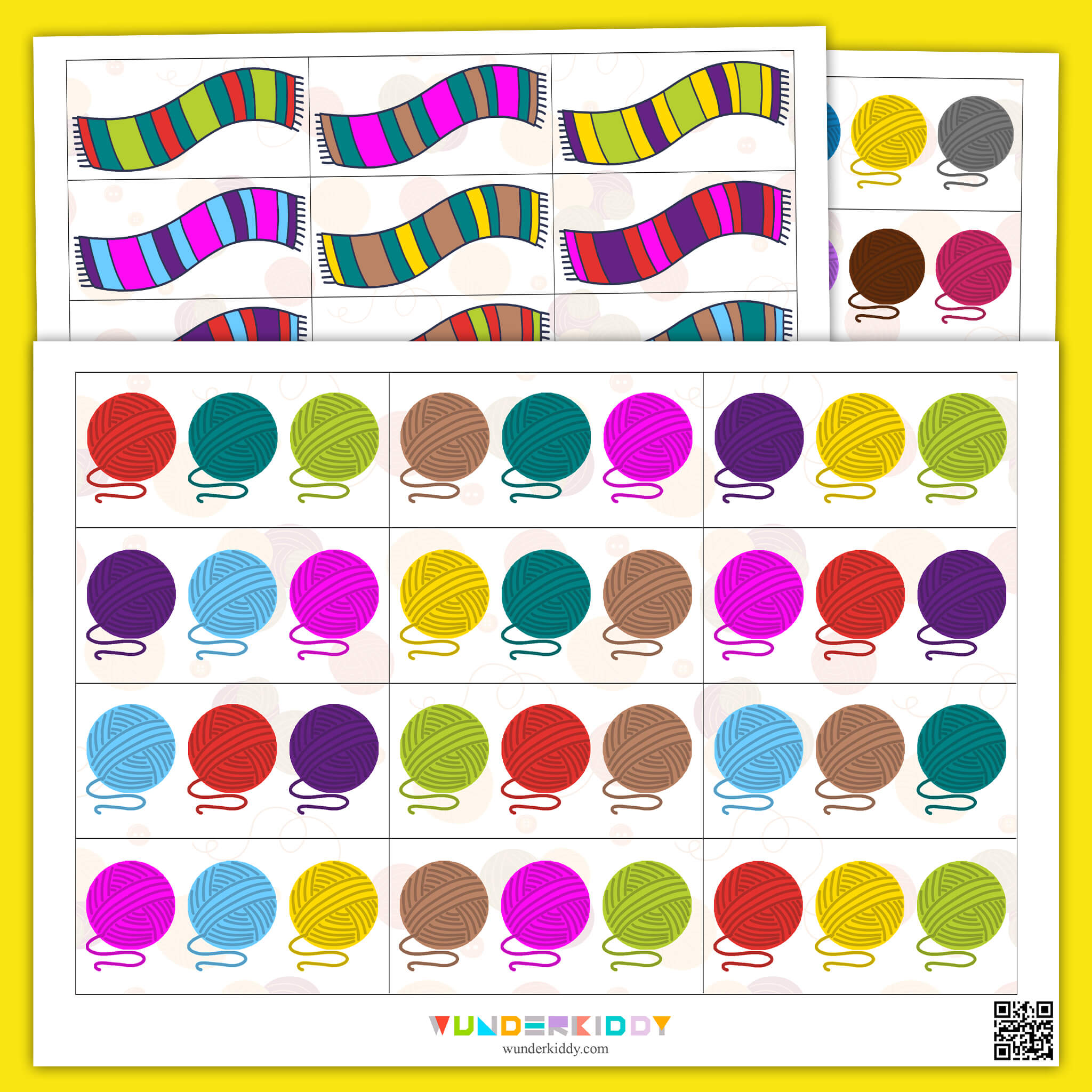 Yarn and Scarf Visual Skills Worksheet