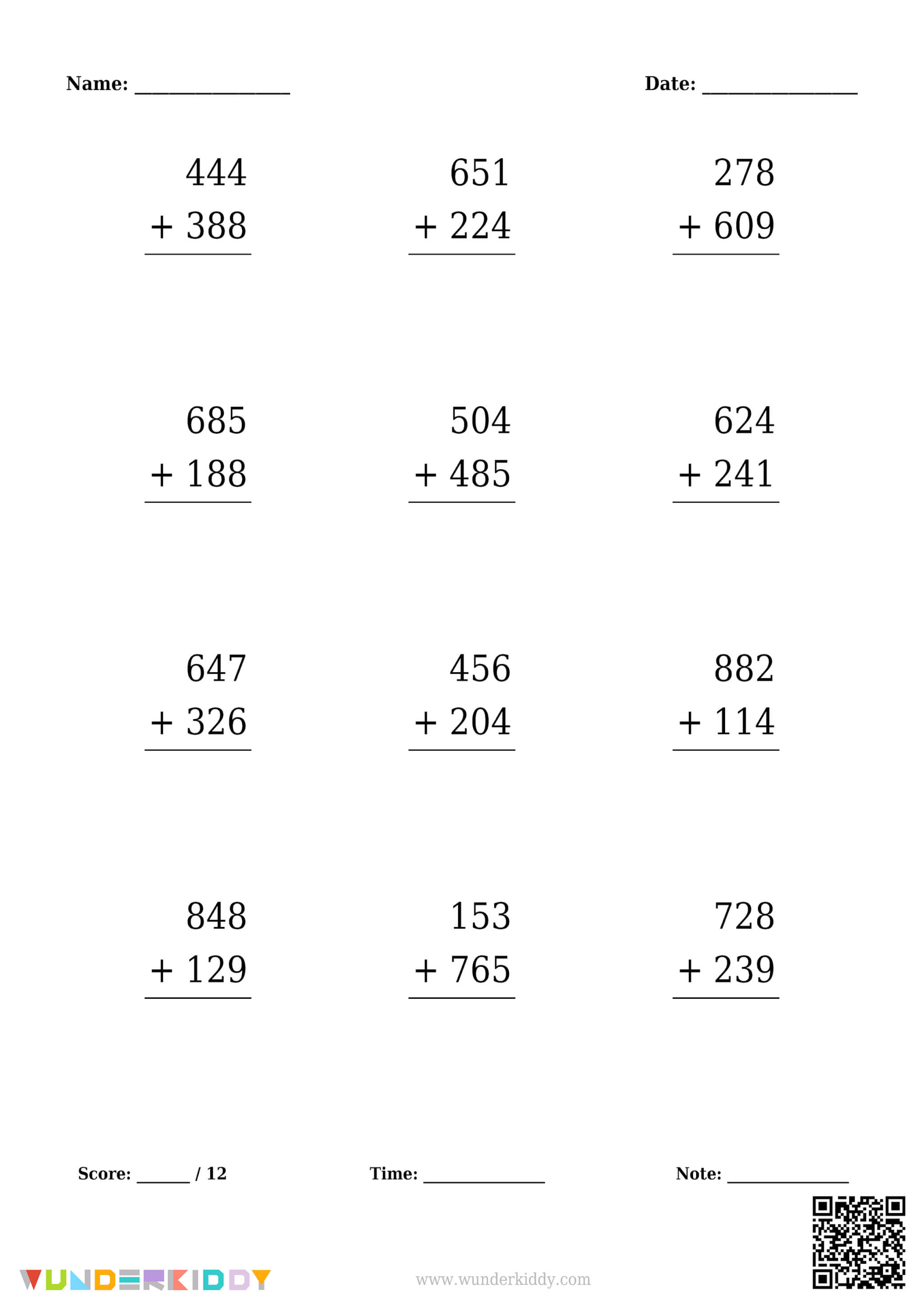 Adding 3-Digit Numbers Activity Sheet - Image 2