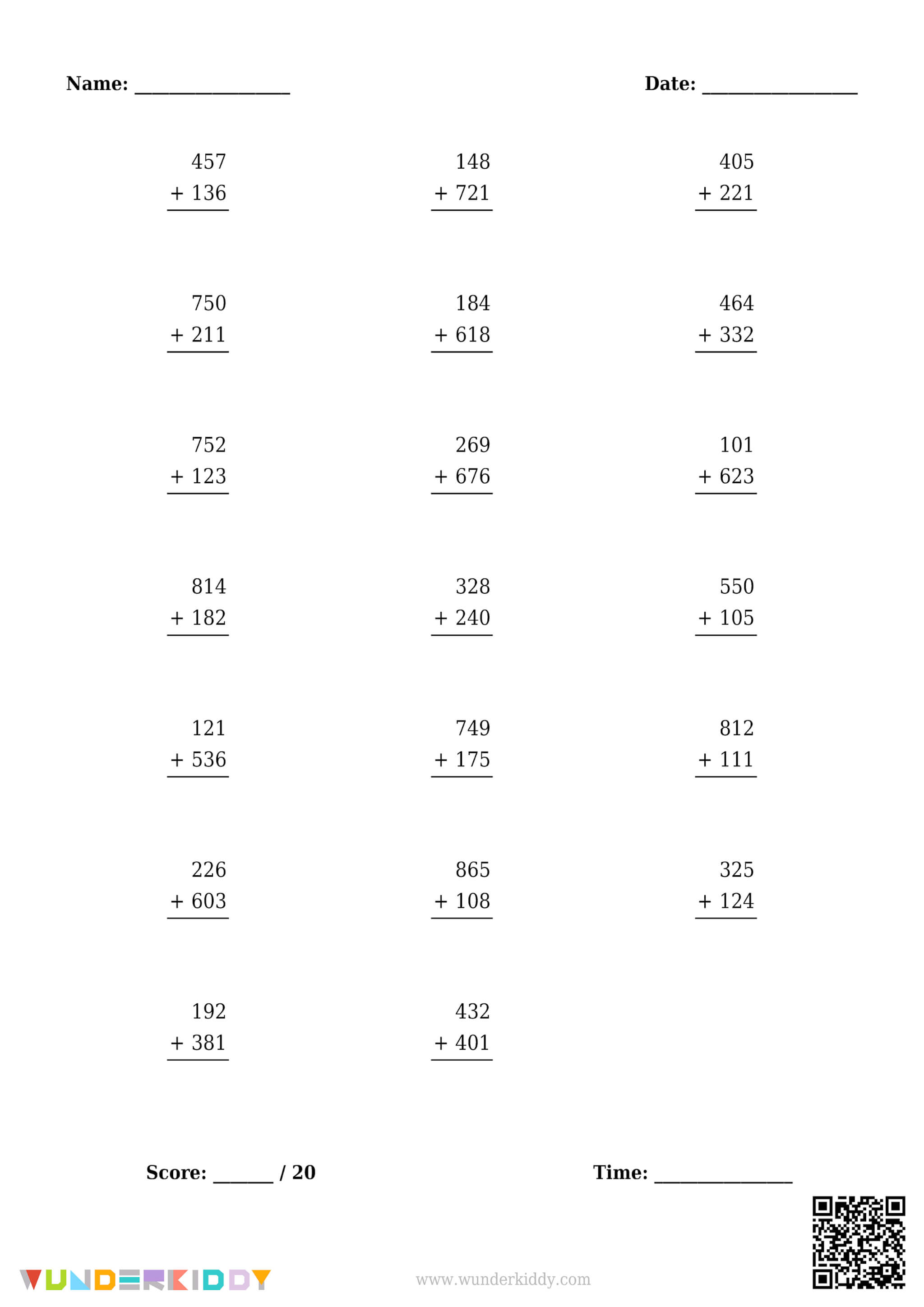 Adding 3-Digit Numbers Activity Sheet - Image 4
