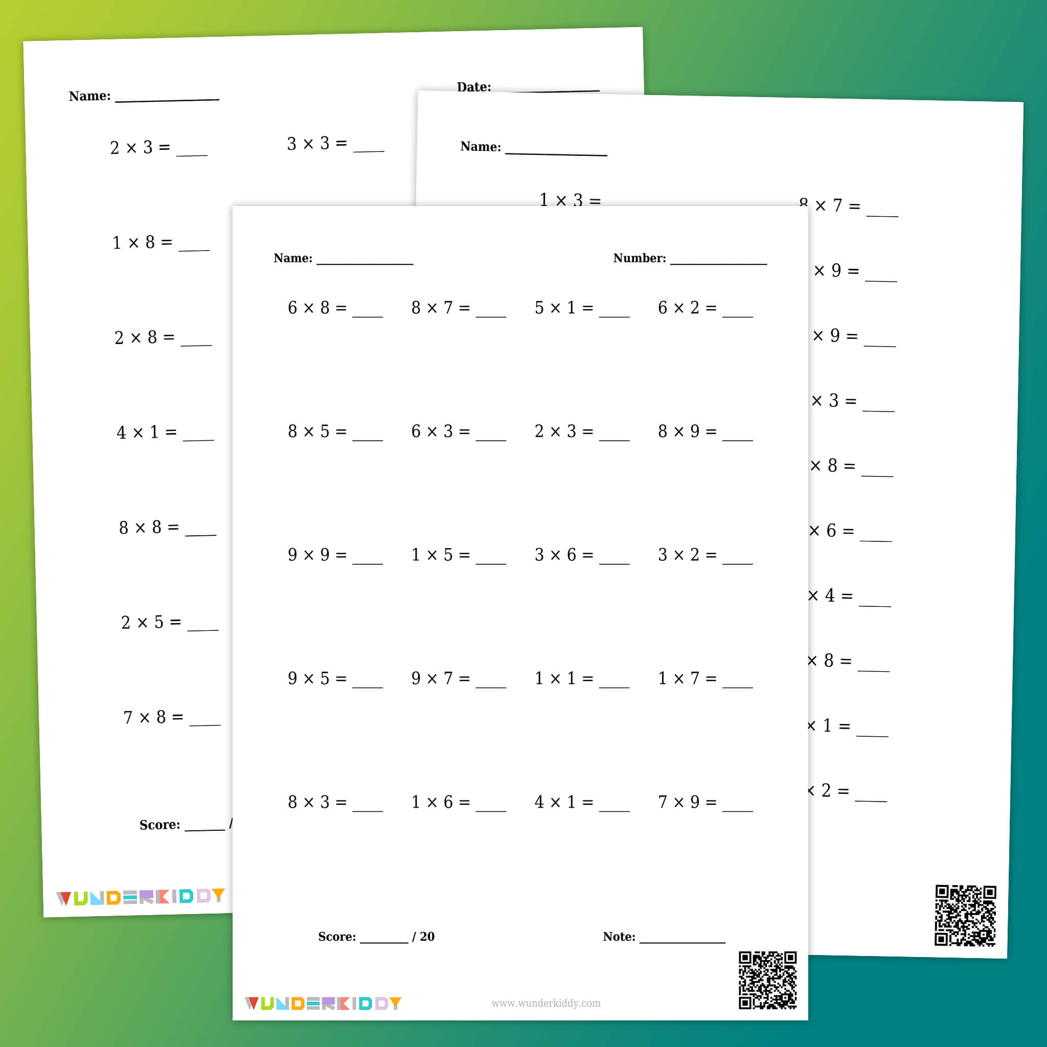 Single Digit Multiplication 1 to 9