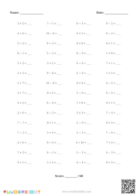Fiches de calculs simples à un chiffre - Image 2