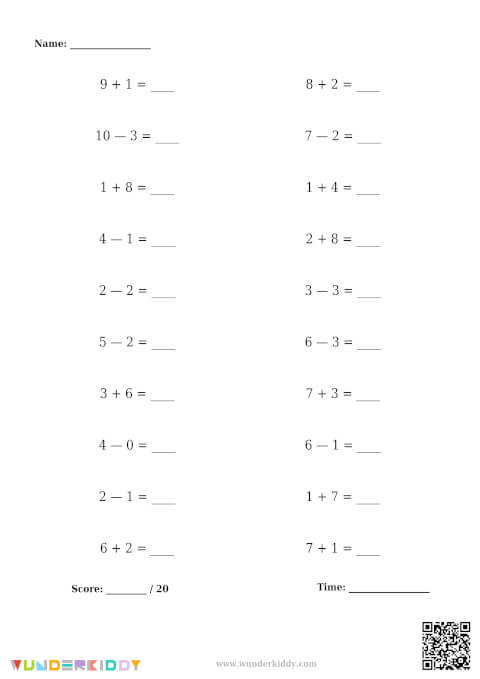 Fiches de calculs simples à un chiffre - Image 4