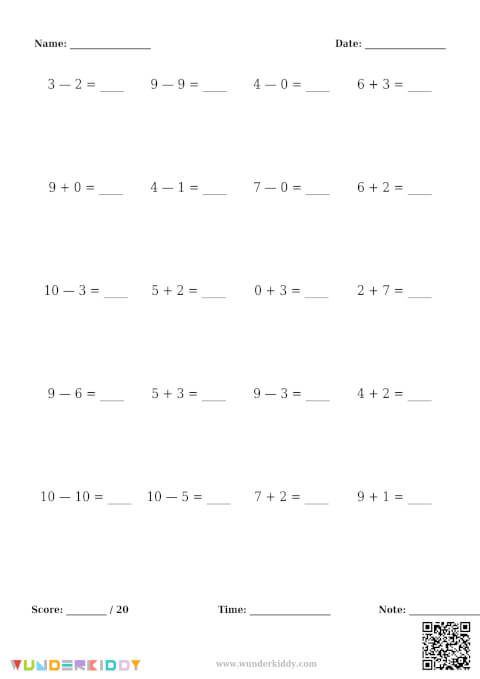Fiches de calculs simples à un chiffre - Image 7