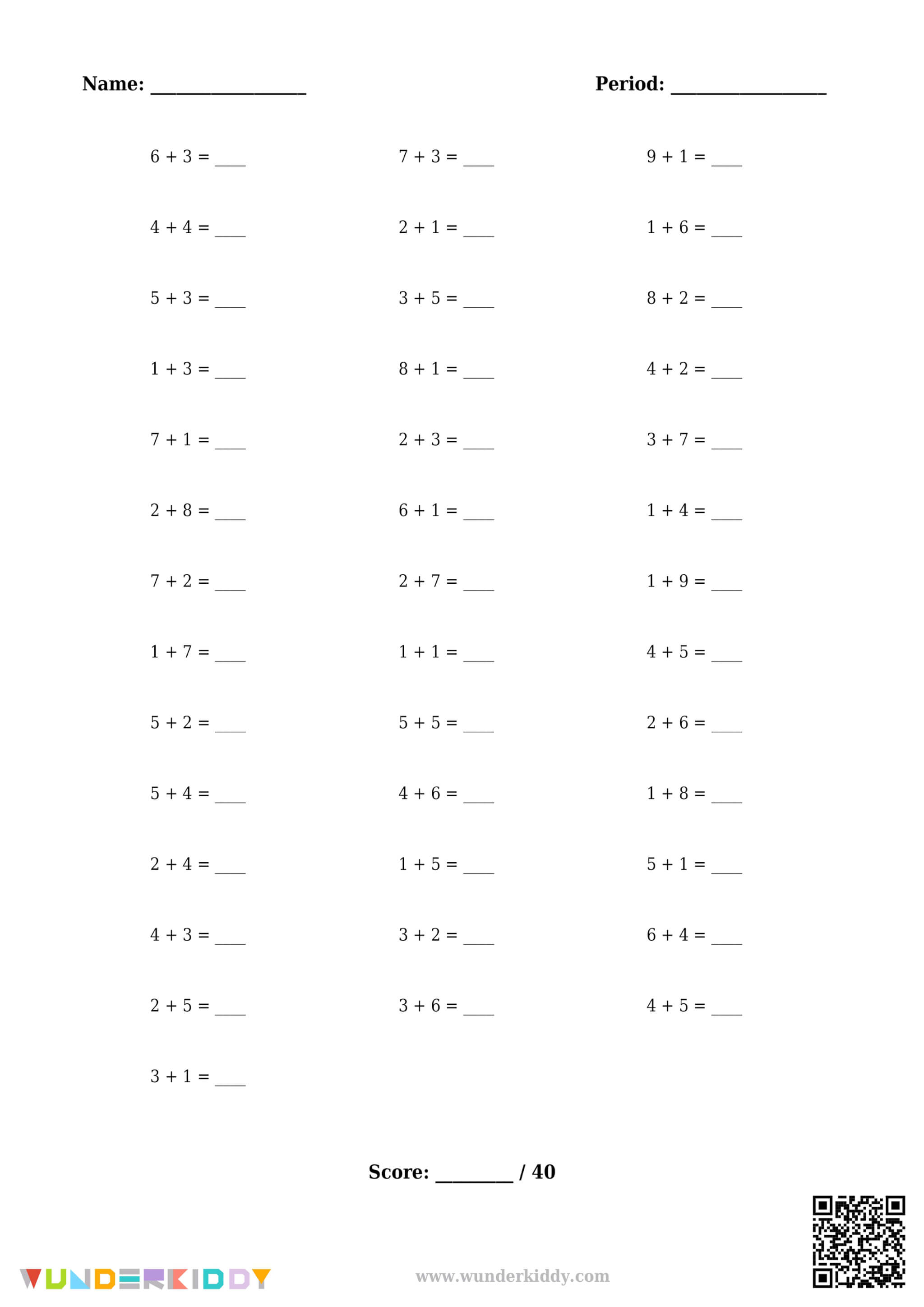 Fiches d’activité d’addition à un chiffre - Image 6