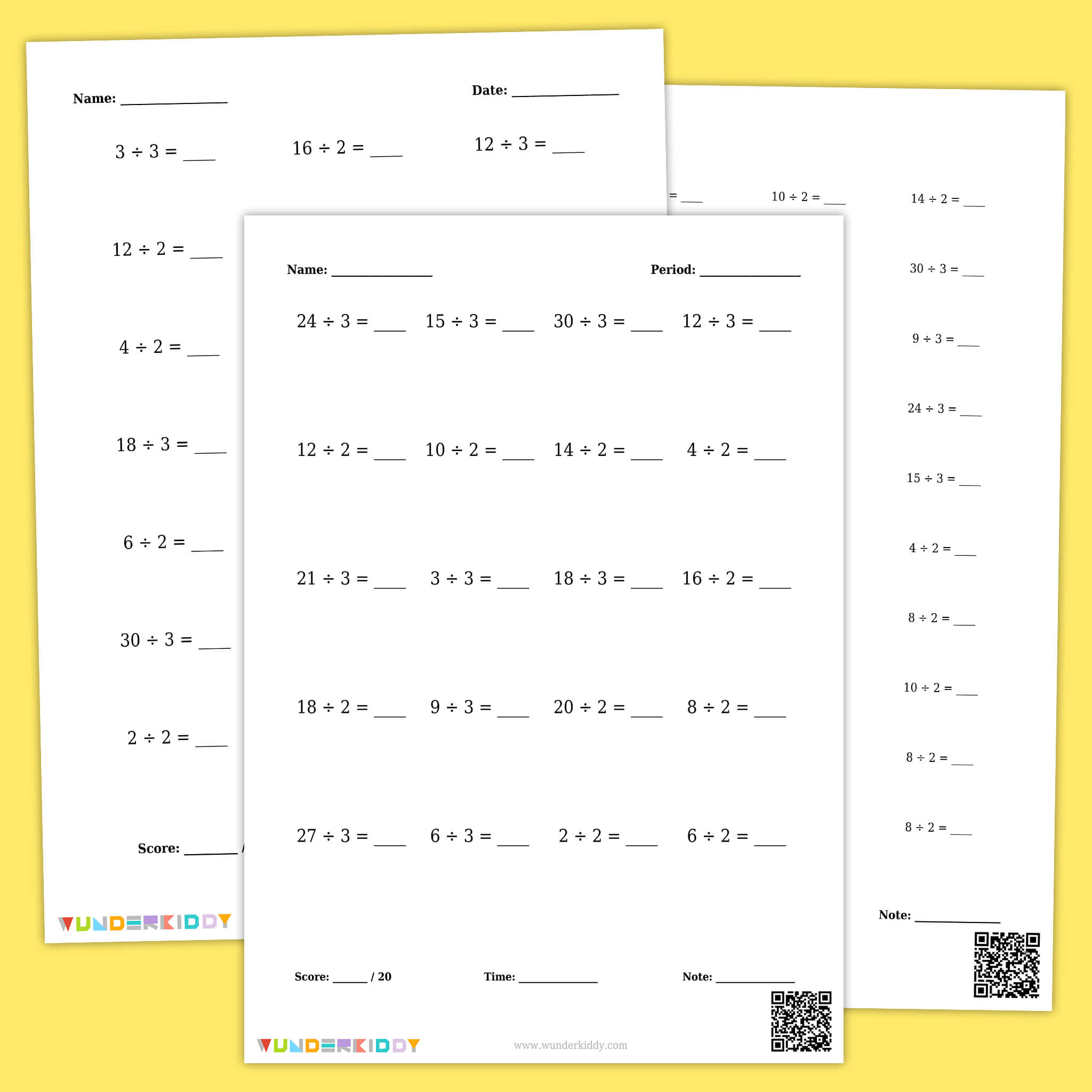 Division Facts Worksheets: 2 and 3