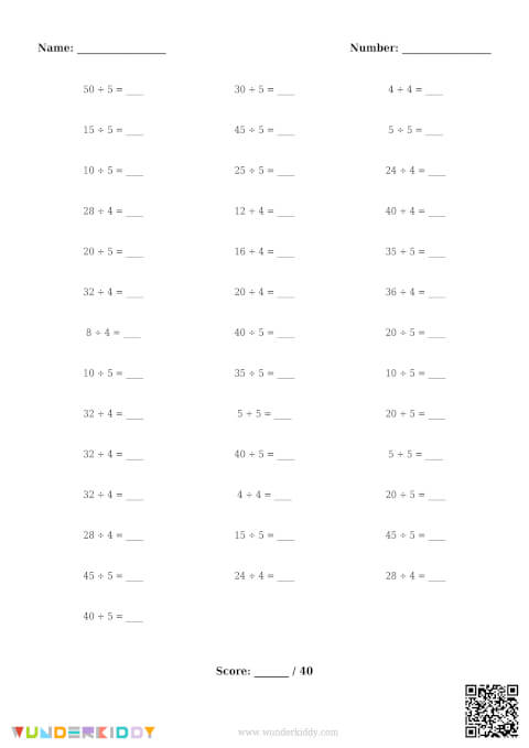 3th Grade Division Worksheets by 4 or 5 - Image 4